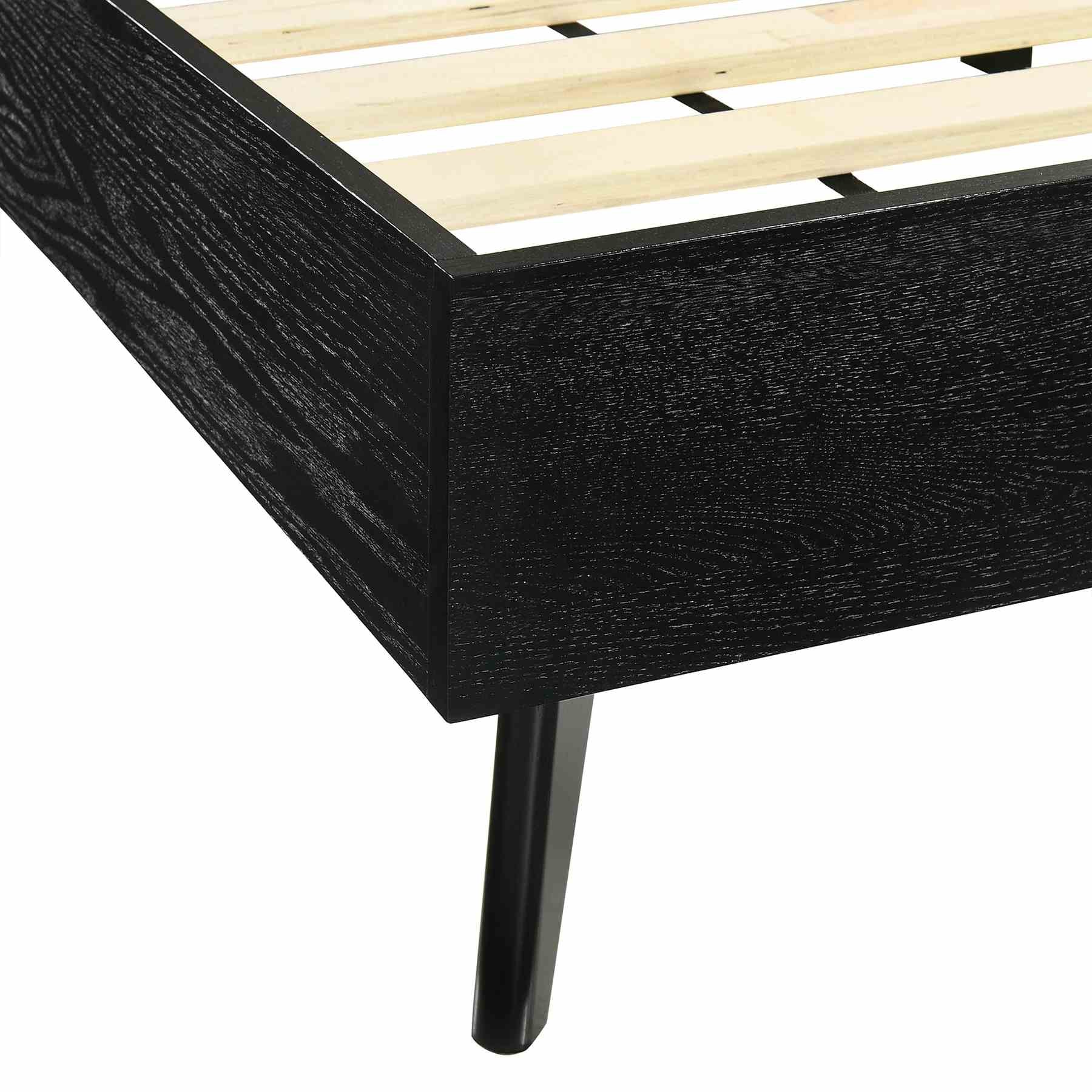 Petra Queen Platform Wood Bed Frame in Black Finish - Image 10