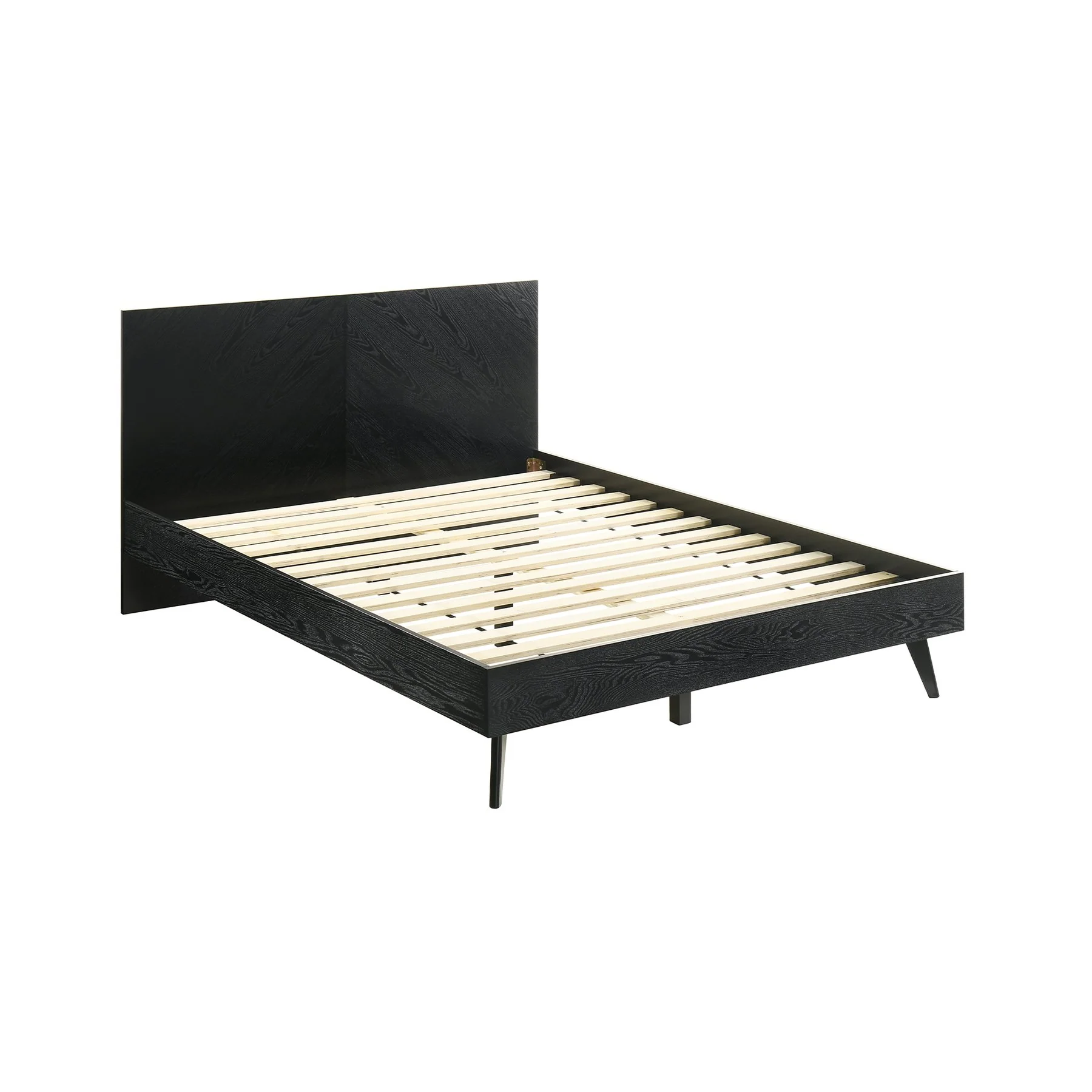 Petra Queen Platform Wood Bed Frame in Black Finish - Image 2