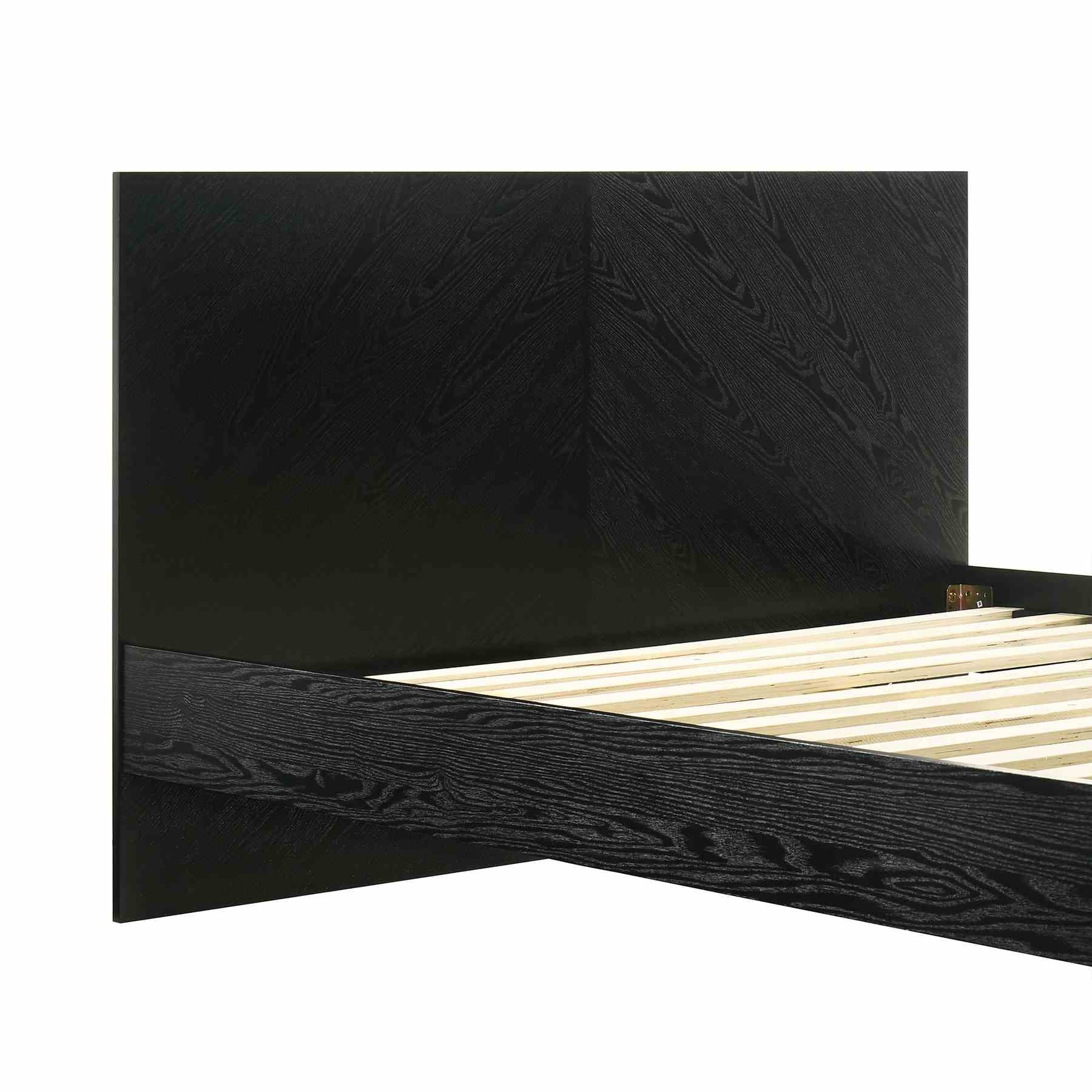 Petra Queen Platform Wood Bed Frame in Black Finish - Image 7