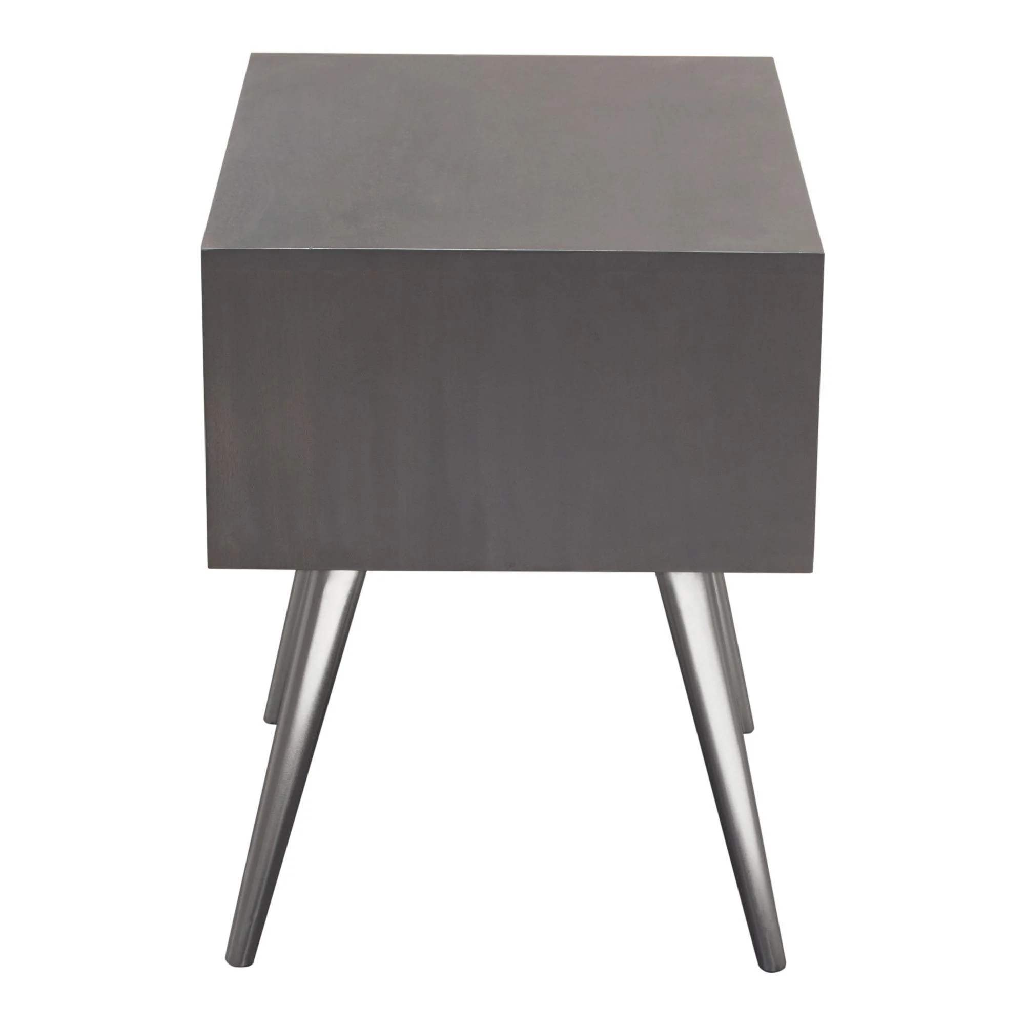 Petra Solid Mango Wood 1-Drawer Accent Table in Smoke Grey Finish w/ Nickel Legs by Diamond Sofa - Image 5