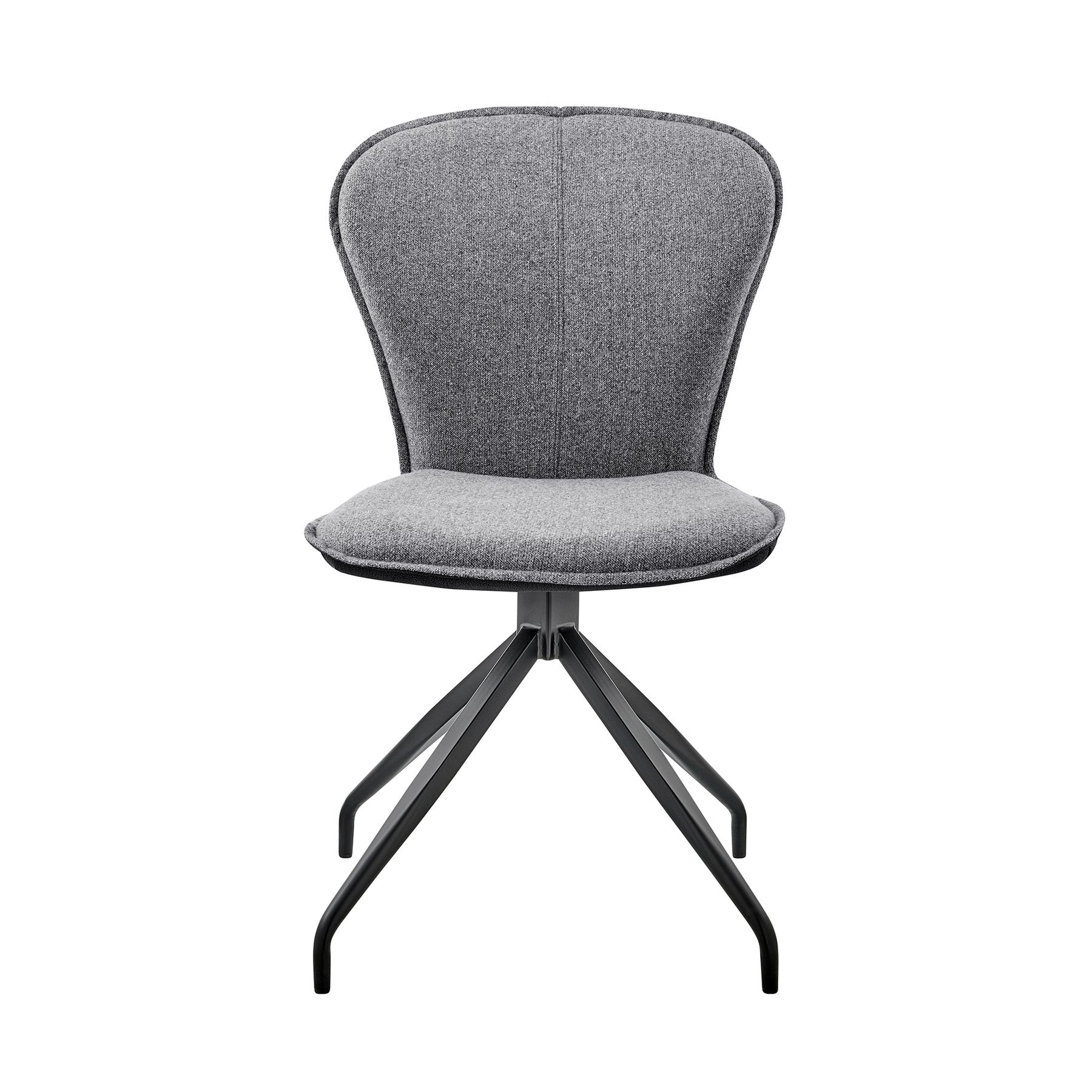 Petrie Dining Room Accent Chair in Gray Fabric and Faux Leather with Black Finish - Set of 2 - Image 2