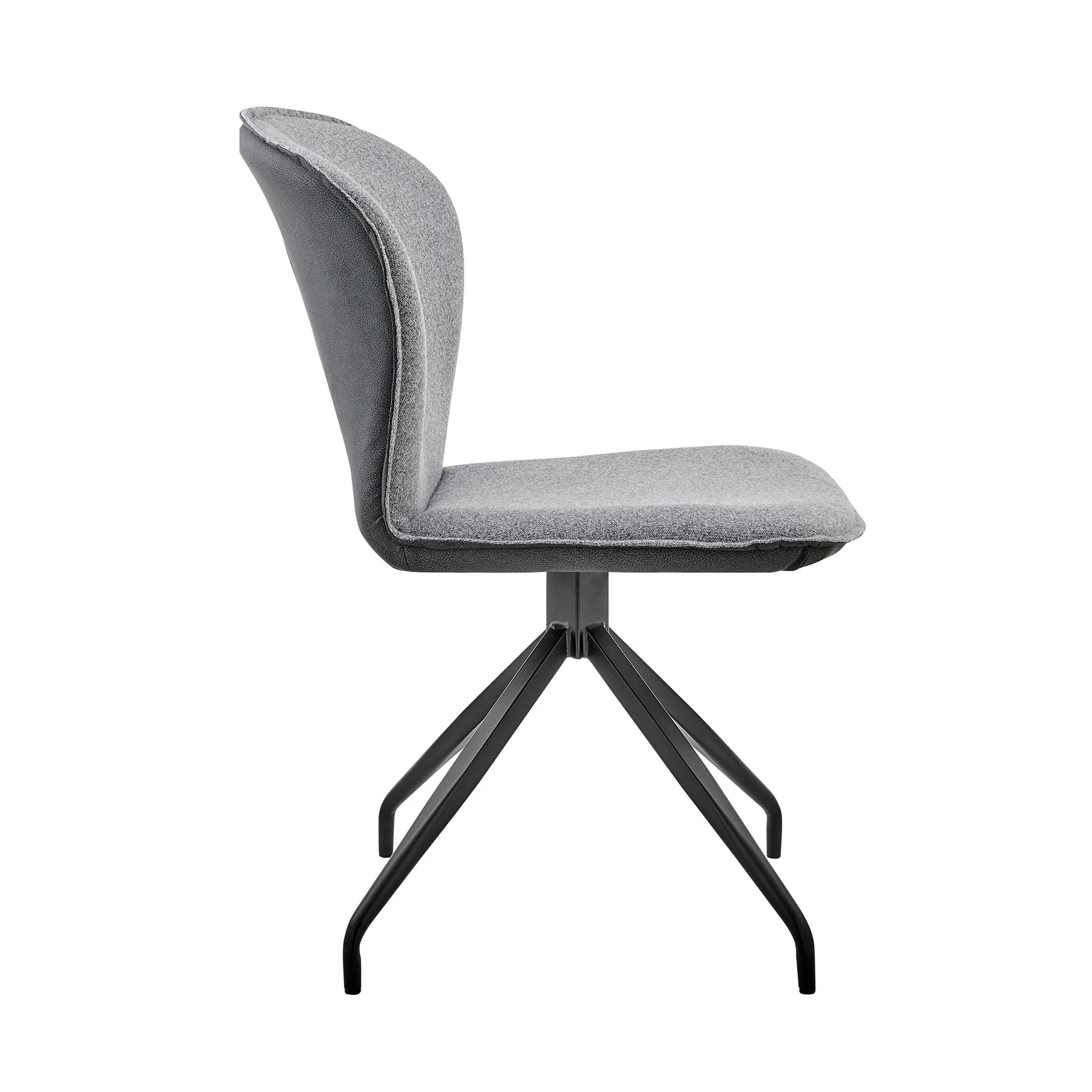 Petrie Dining Room Accent Chair in Gray Fabric and Faux Leather with Black Finish - Set of 2 - Image 3