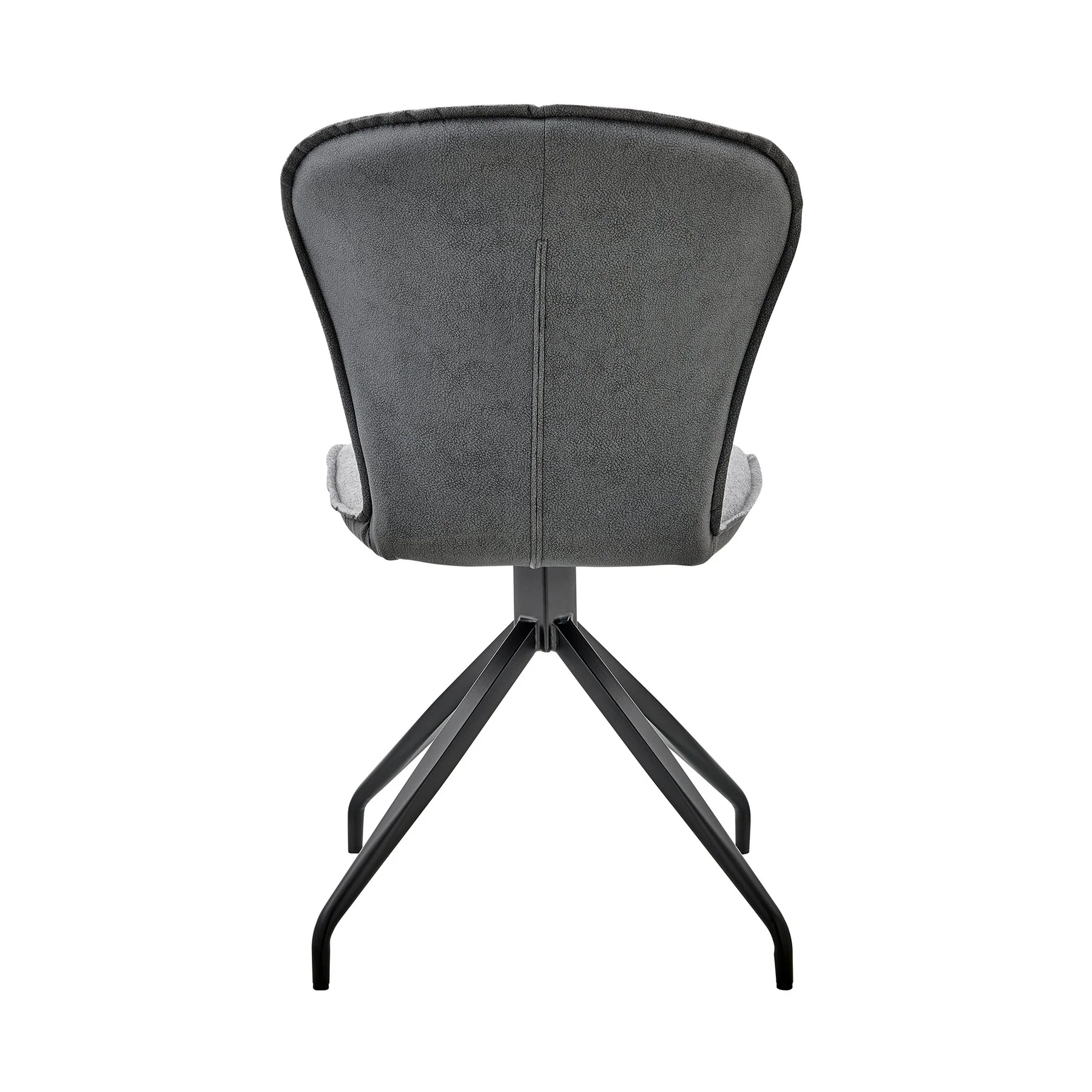 Petrie Dining Room Accent Chair in Gray Fabric and Faux Leather with Black Finish - Set of 2 - Image 5