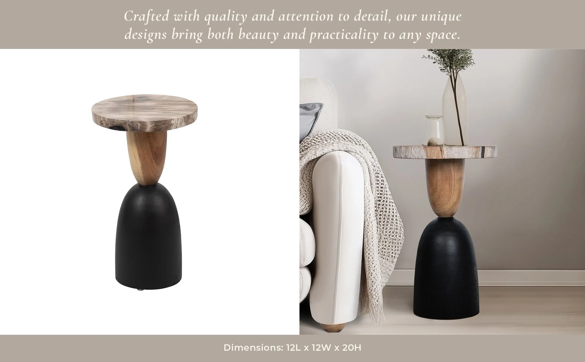 Petrified Wood, 20" Accent Table, Multi - Image 10