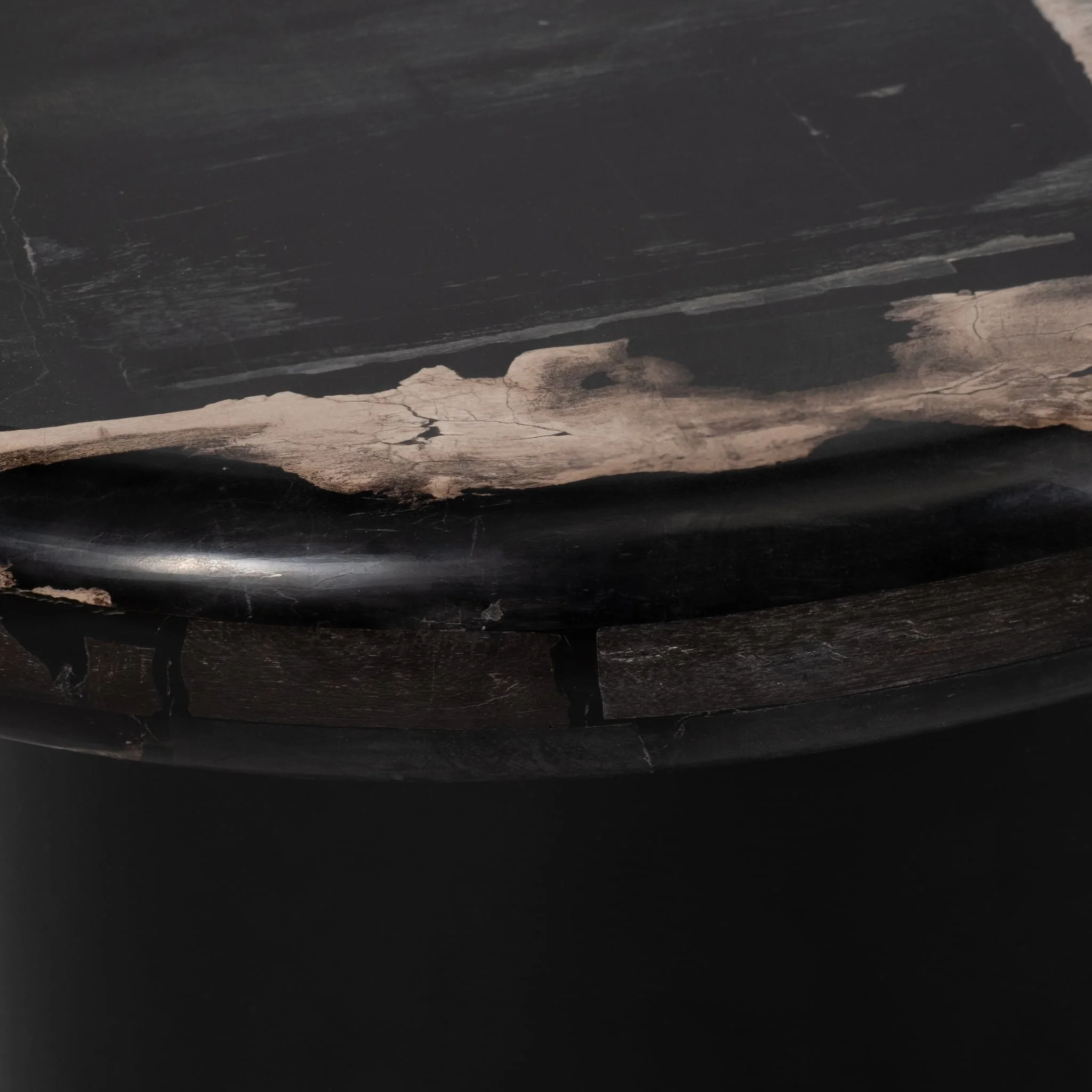 Petrified Wood, 51" Kidney Coffee Table, Black - Image 6