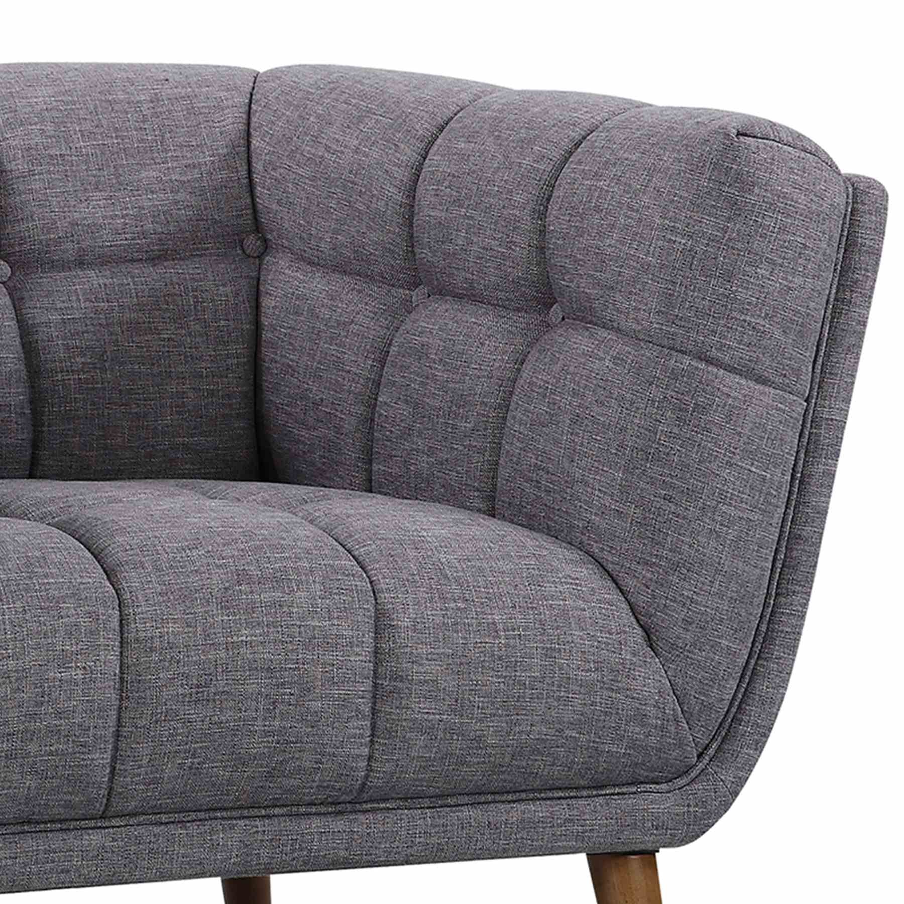 Phantom Mid-Century Modern Chair in Dark Gray Linen and Walnut Legs - Image 4