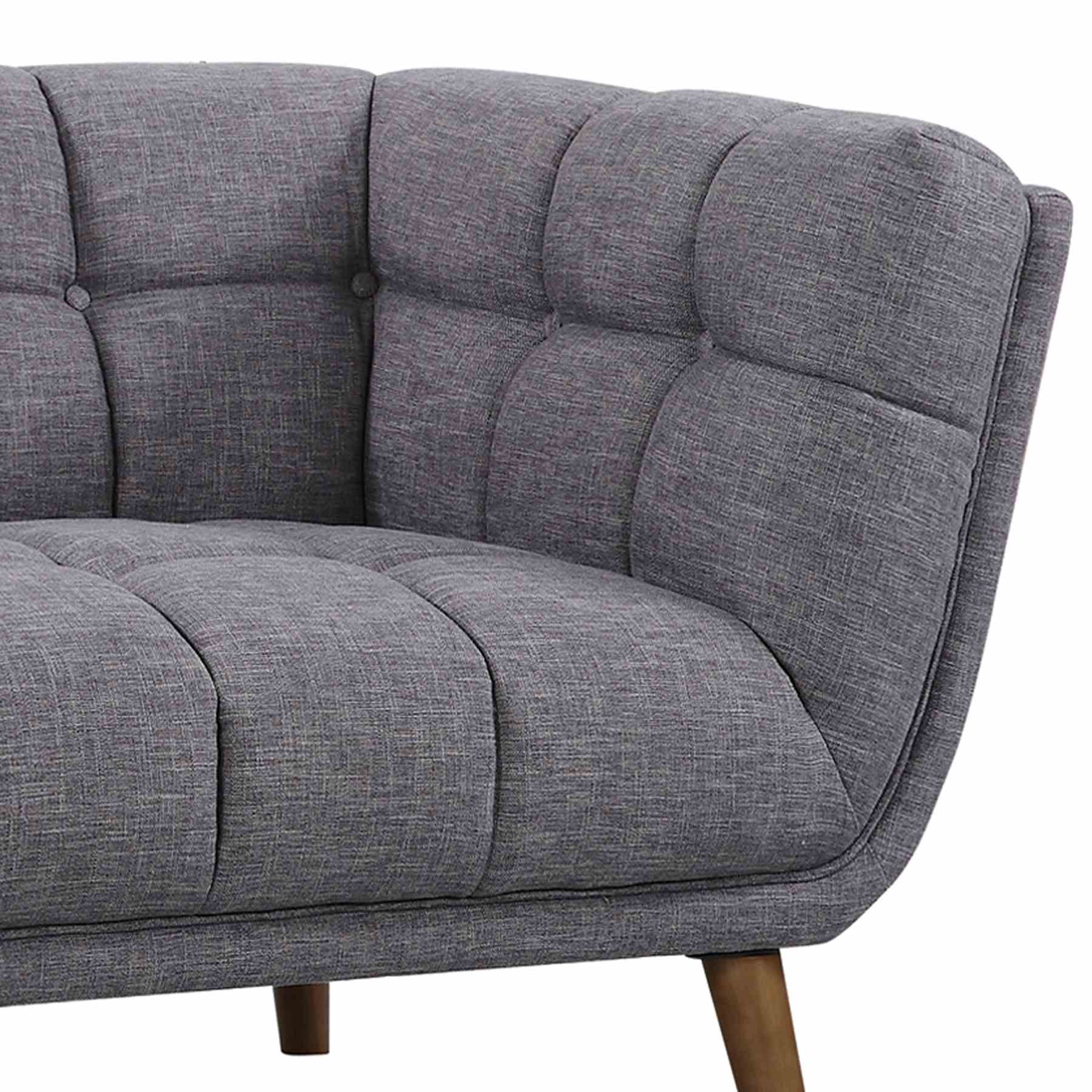 Phantom Mid-Century Modern Loveseat in Dark Gray Linen and Walnut Legs - Image 4