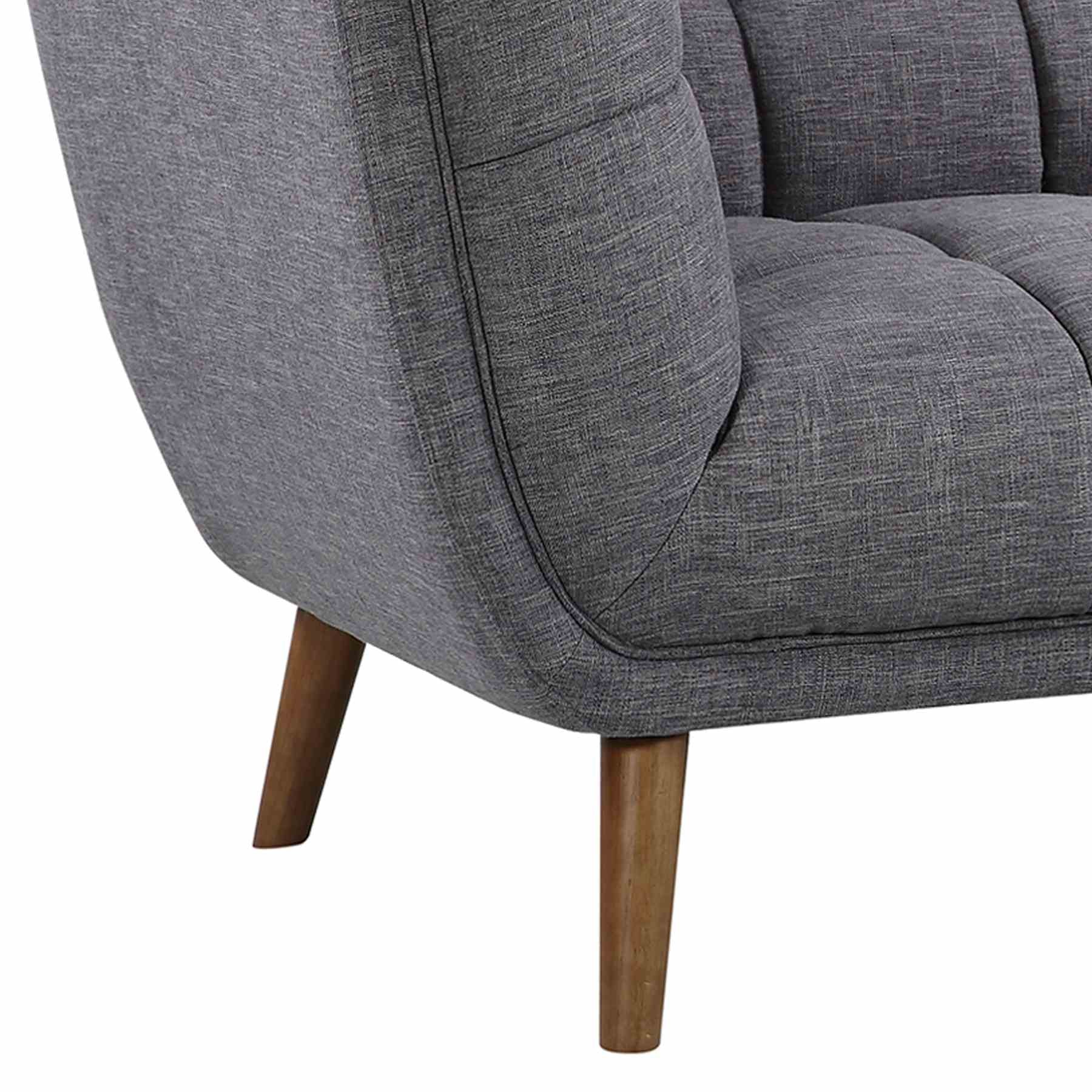 Phantom Mid-Century Modern Loveseat in Dark Gray Linen and Walnut Legs - Image 5