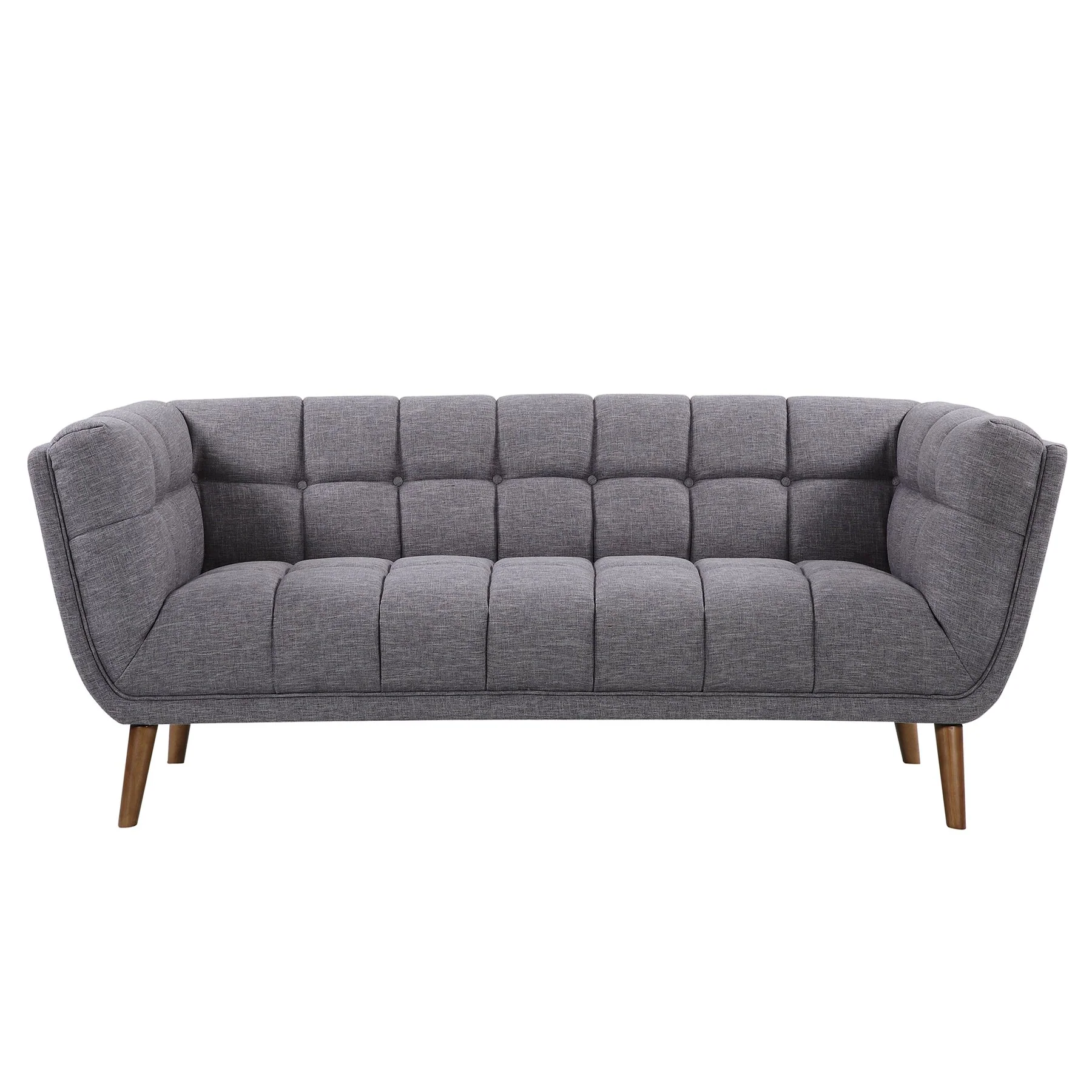 Phantom Mid-Century Modern Sofa in Dark Gray Linen and Walnut Legs - Image 2
