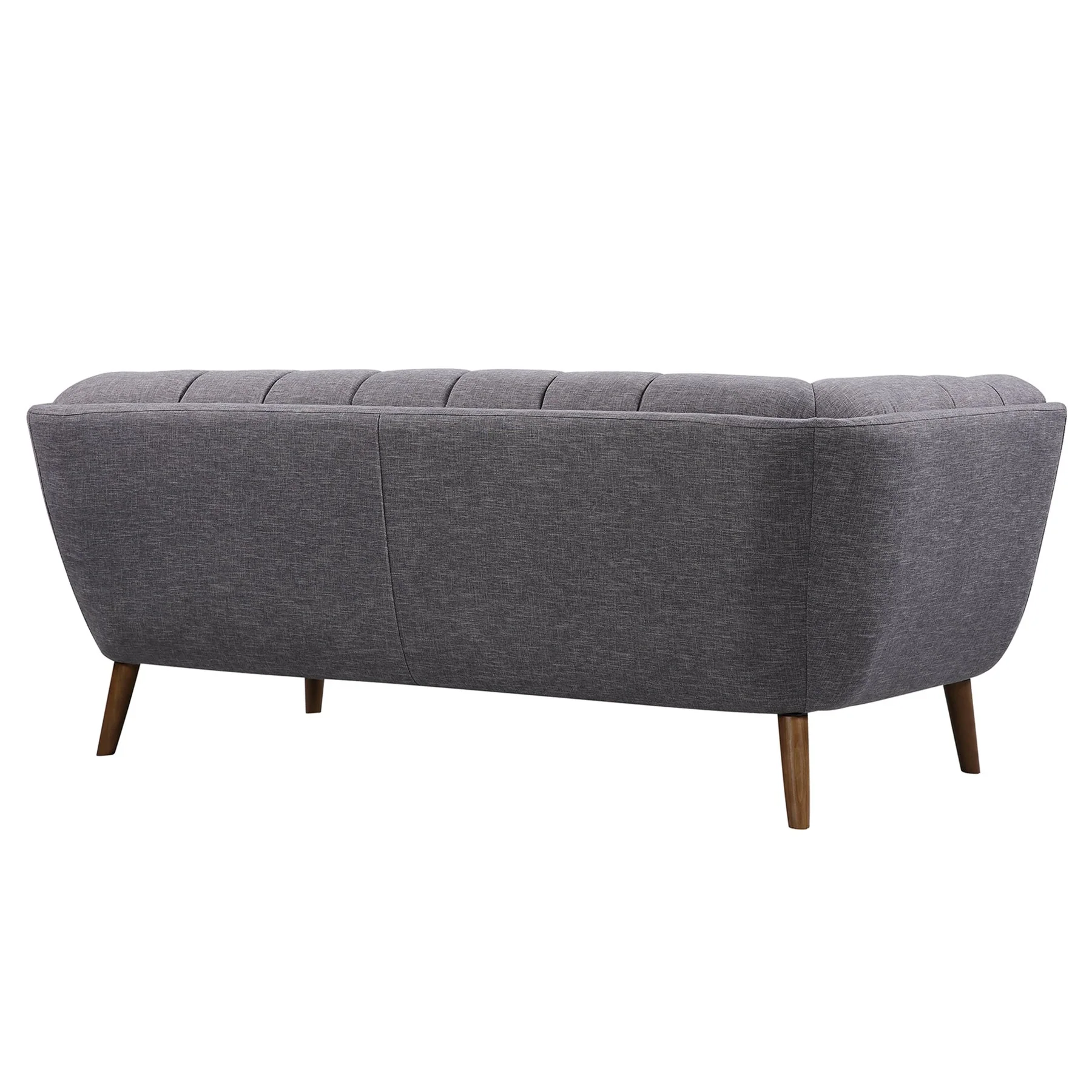 Phantom Mid-Century Modern Sofa in Dark Gray Linen and Walnut Legs - Image 3