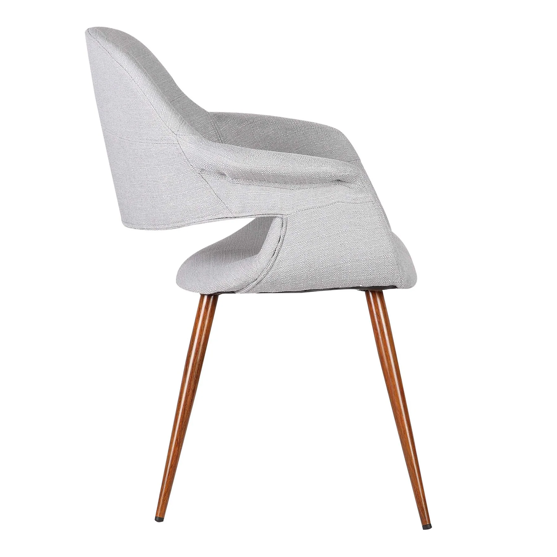 Phoebe Mid-Century Dining Chair in Walnut Finish and Gray Fabric - Image 3