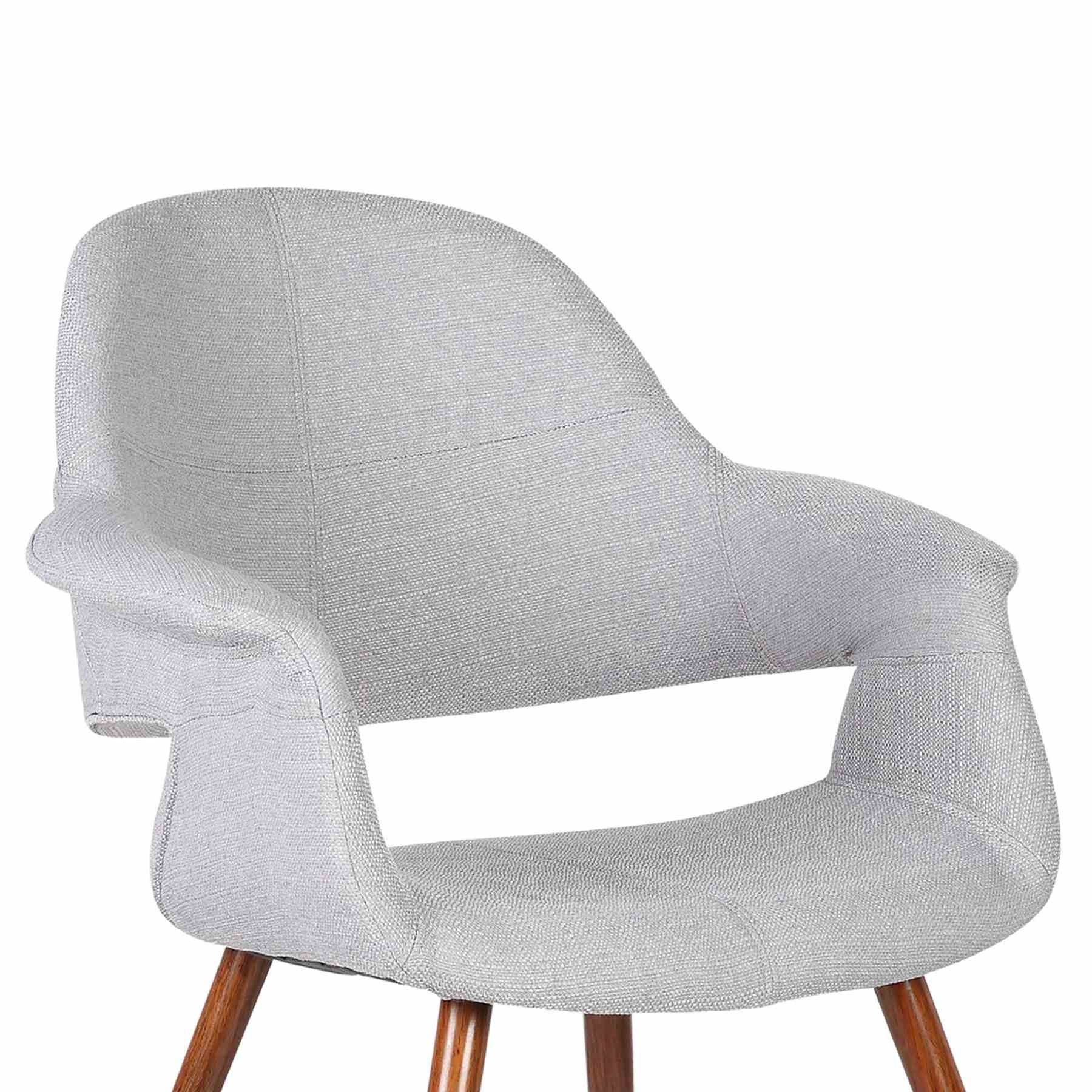 Phoebe Mid-Century Dining Chair in Walnut Finish and Gray Fabric - Image 5