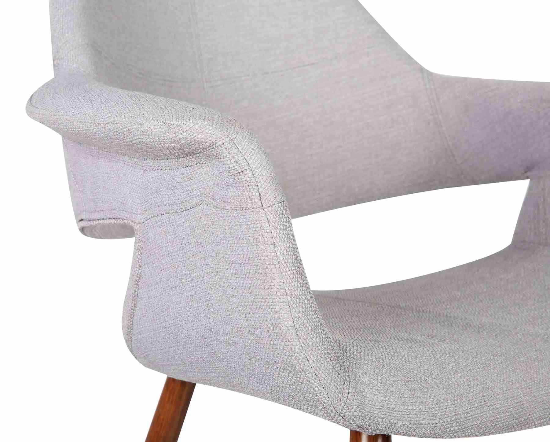 Phoebe Mid-Century Dining Chair in Walnut Finish and Gray Fabric - Image 6