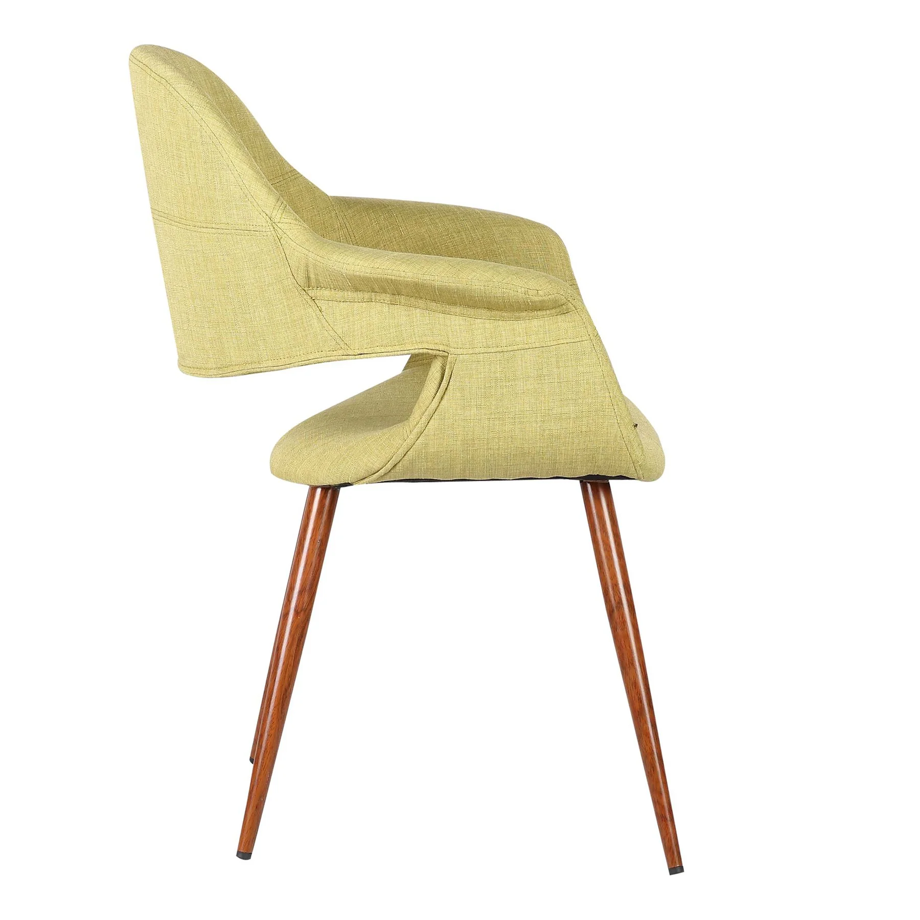 Phoebe Mid-Century Dining Chair in Walnut Finish and Green Fabric - Image 3