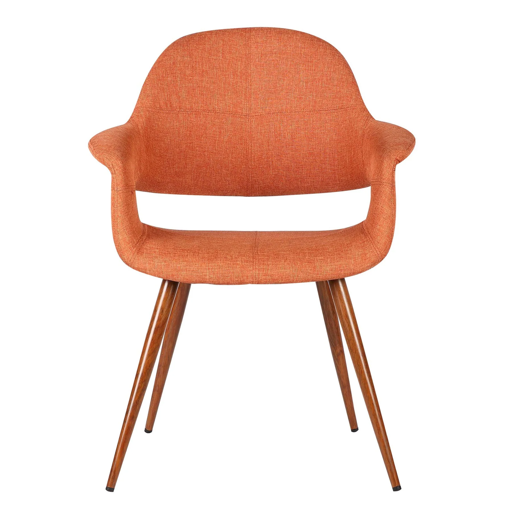 Phoebe Mid-Century Dining Chair in Walnut Finish and Orange Fabric - Image 2