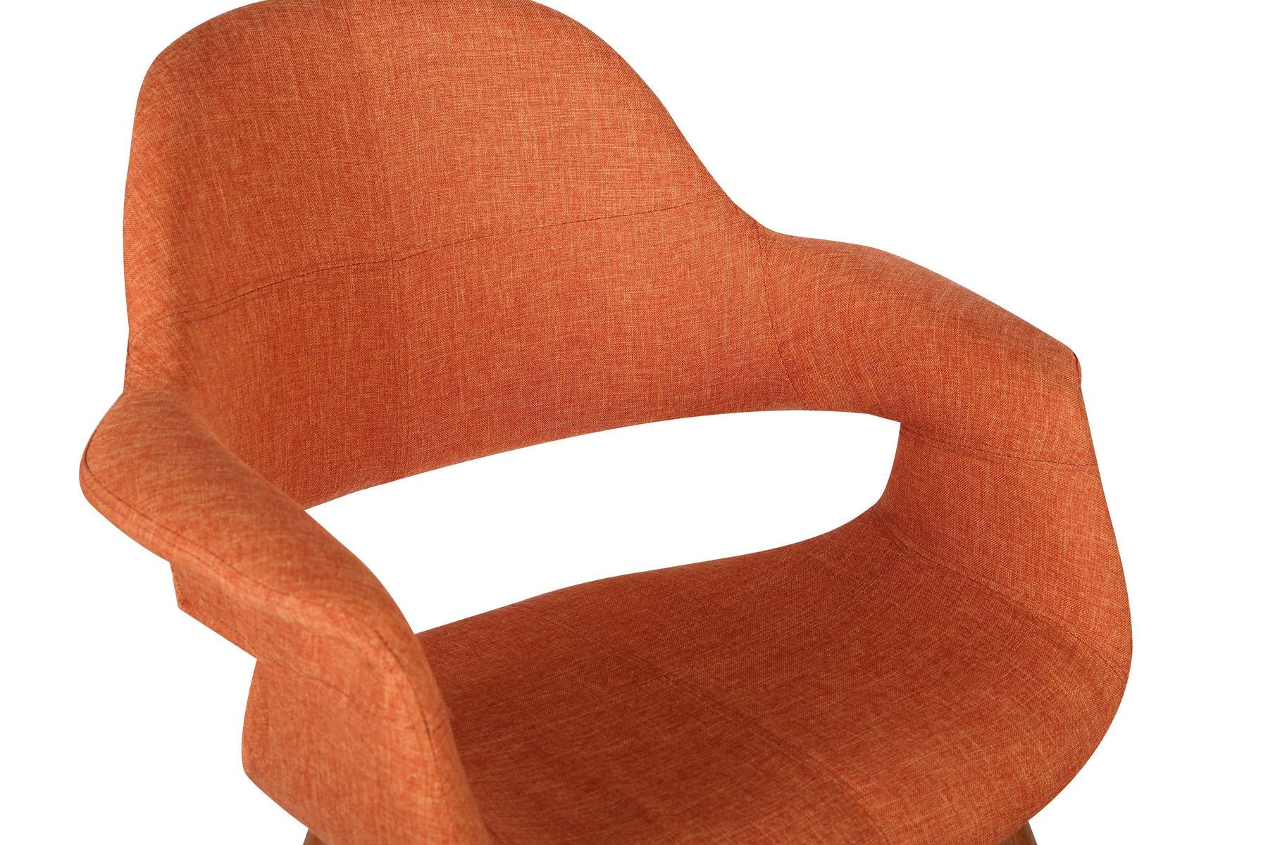 Phoebe Mid-Century Dining Chair in Walnut Finish and Orange Fabric - Image 6