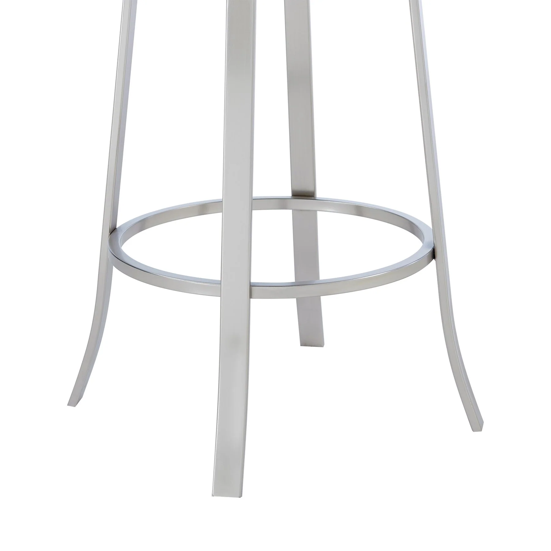 Pia Contemporary 26" Counter Height Barstool in Brushed Stainless Steel Finish and Black Faux Leather - Image 6