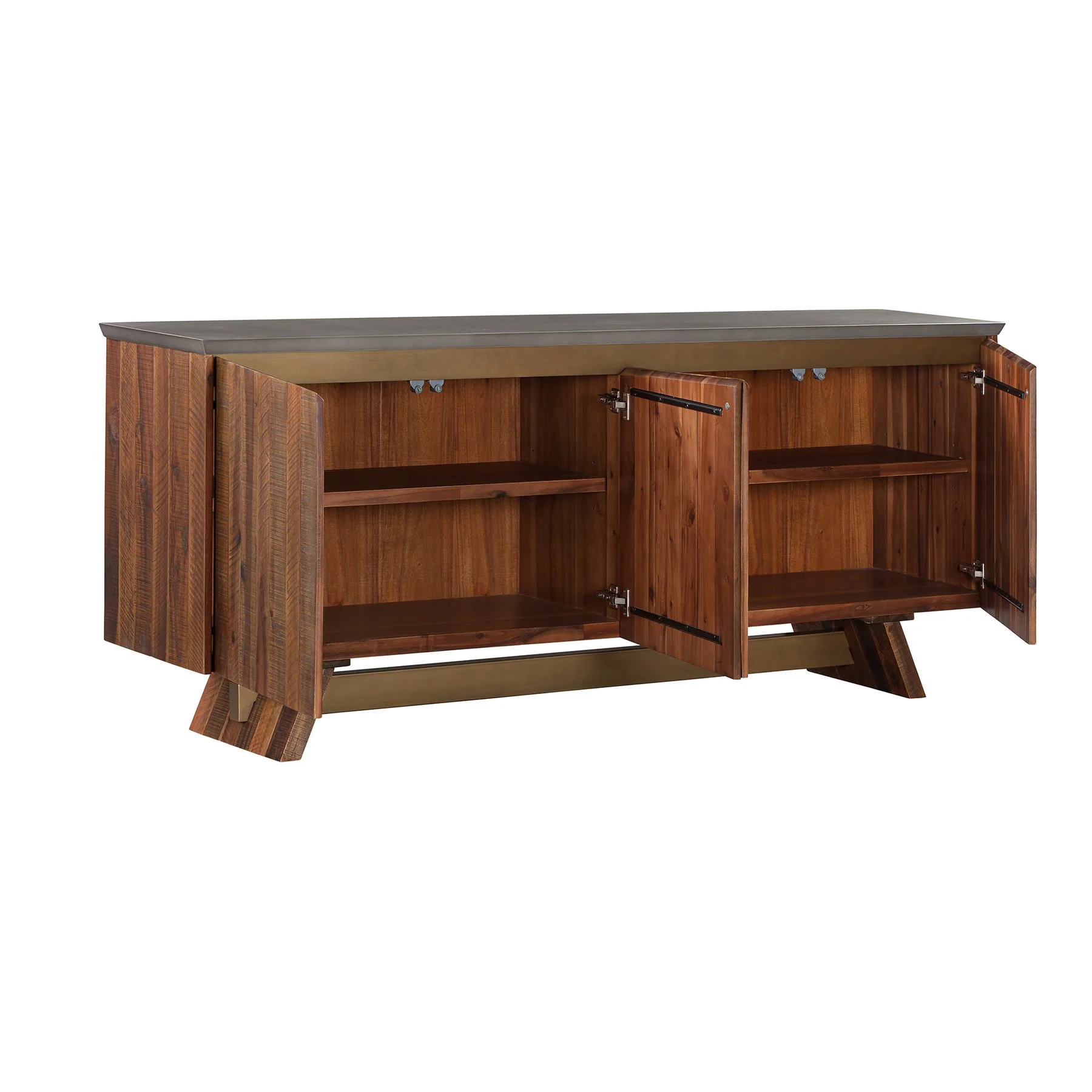 Picadilly 4 Door Sideboard Buffet in Acacia Wood and Concrete - Image 3