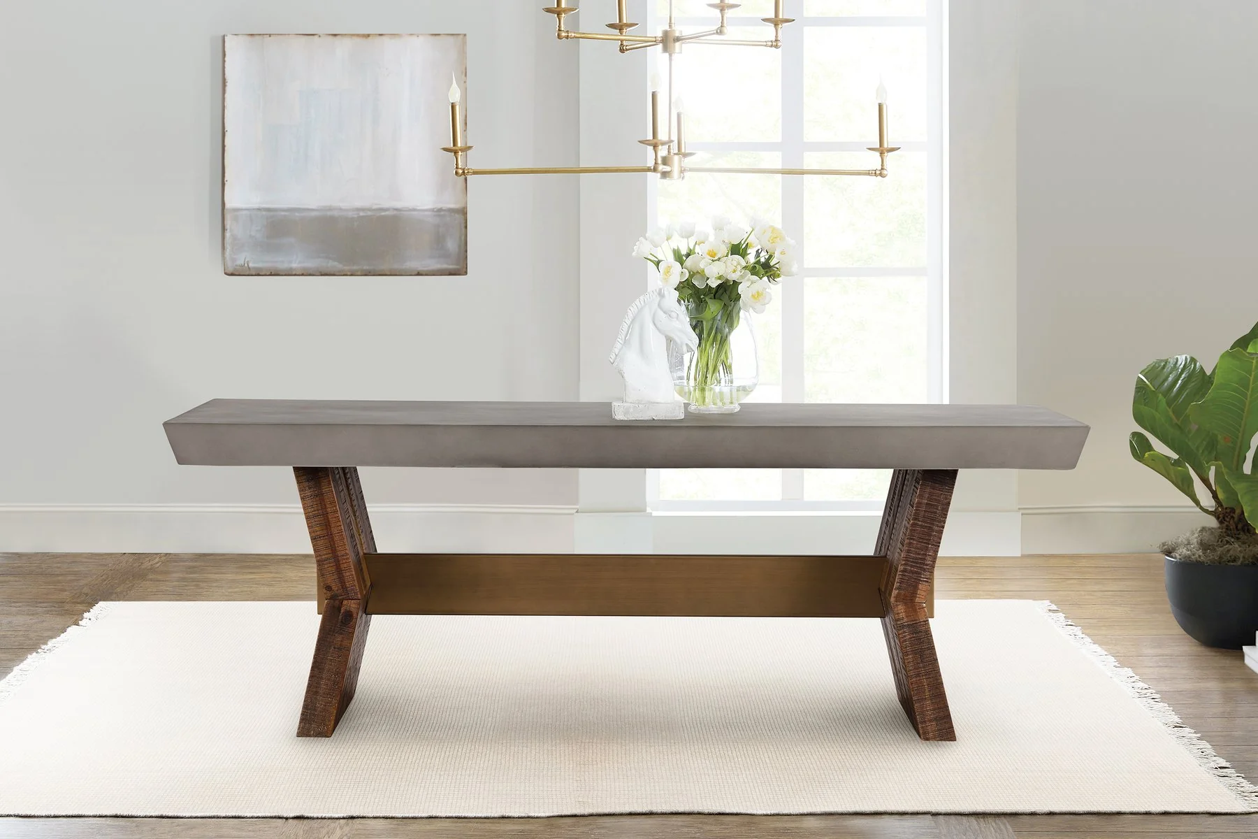 Picadilly Rectangle Dining Table in Acacia Wood and Concrete - Image 6