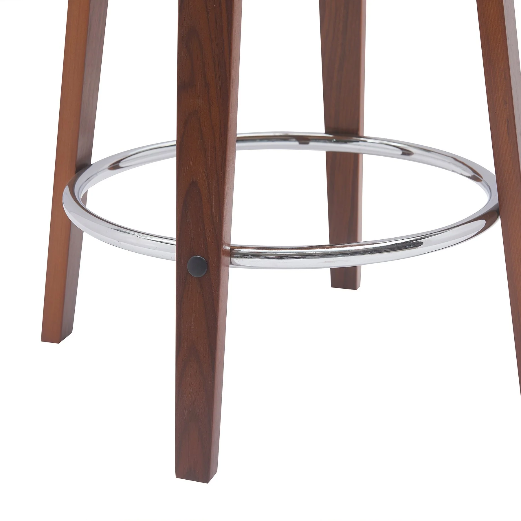 Pico 26" Swivel Walnut Wood Counter Stool in Gray Faux Leather with Chrome - Image 7