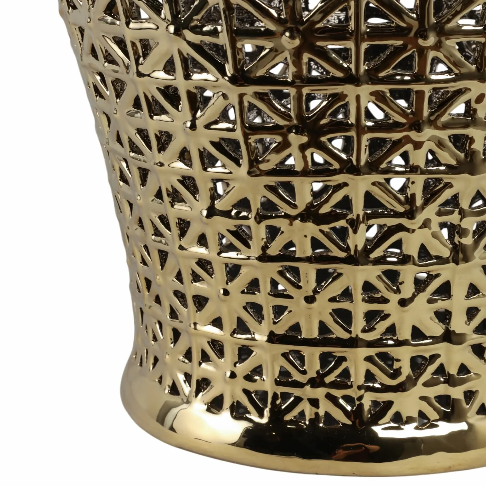 Pierced Ceramic Temple Jar, Gold - Image 5