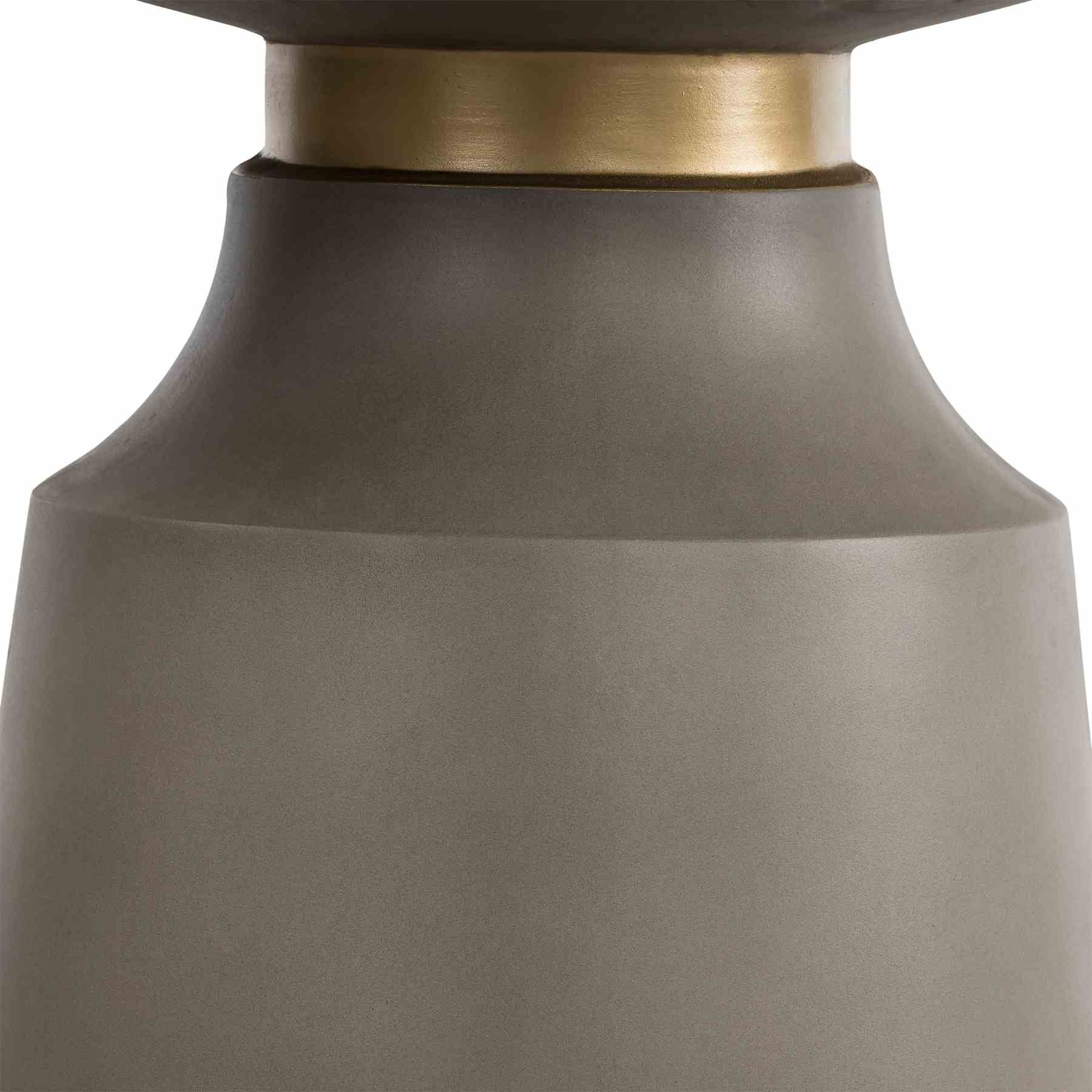 Pinni Gray Concrete Round Dining Table with Bronze Painted Accent - Image 3