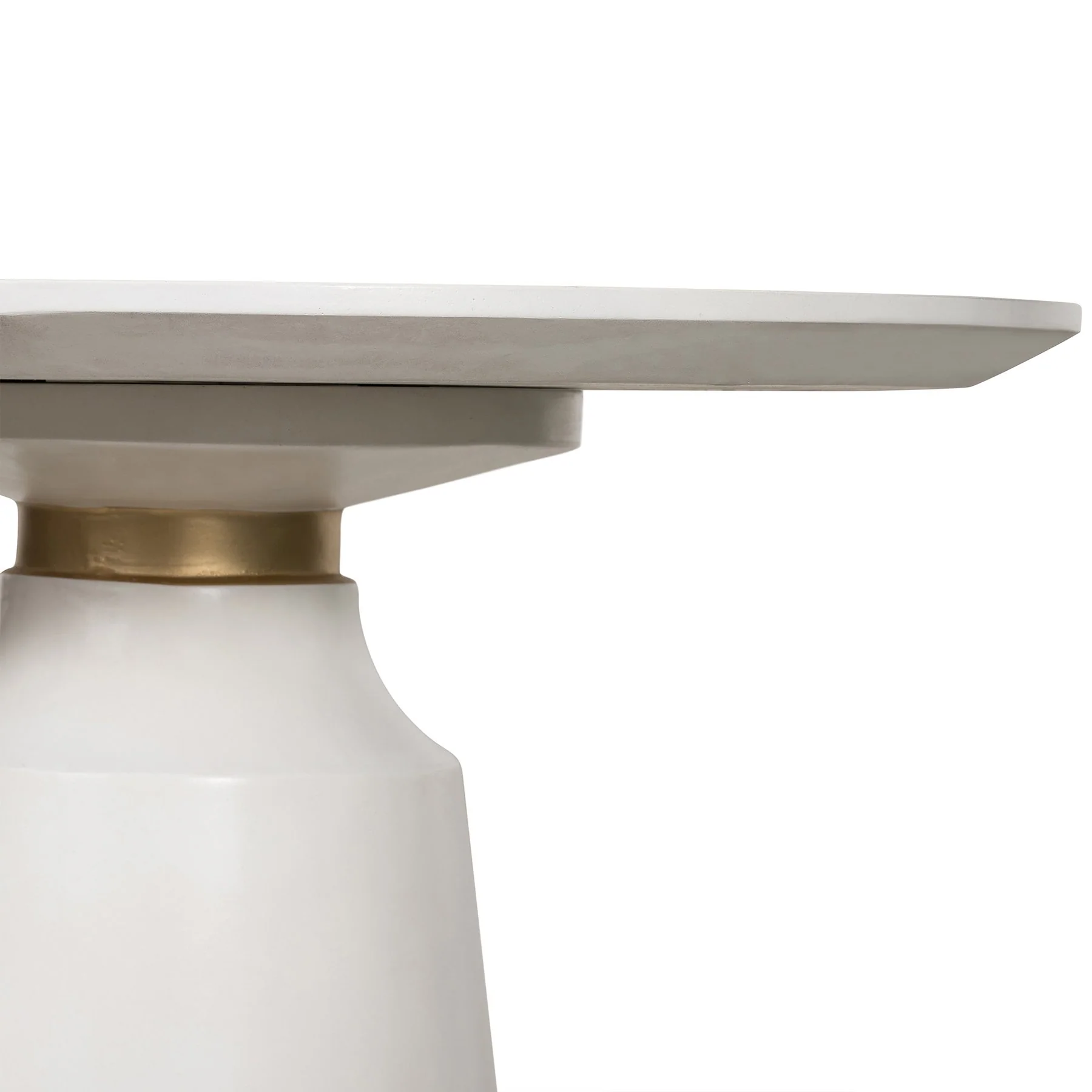Pinni White Concrete Round Dining Table with Bronze Painted Accent - Image 4