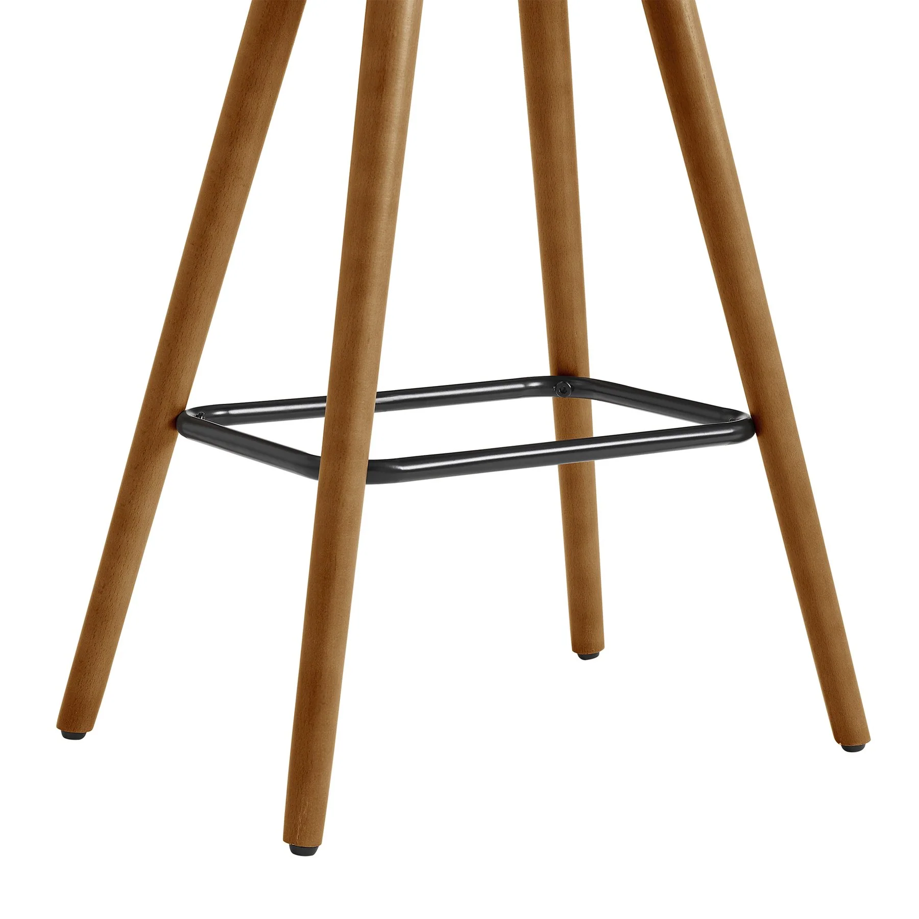 Piper 26" Counter Height Backless Bar Stool in Cream Faux Leather and Walnut Wood - Image 5