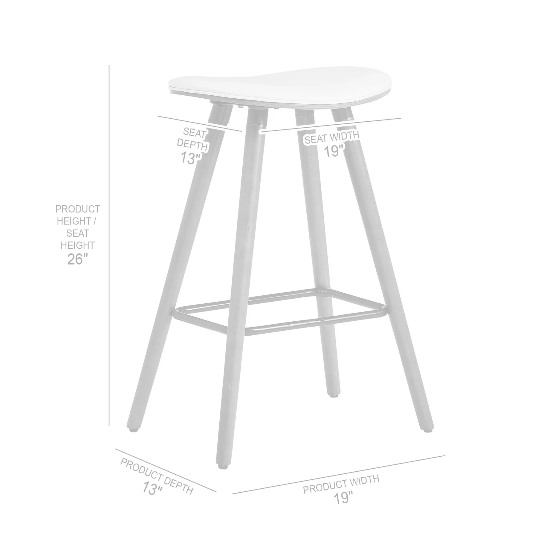 Piper 26" Counter Height Backless Bar Stool in Gray Faux Leather and Black Wood - Image 6