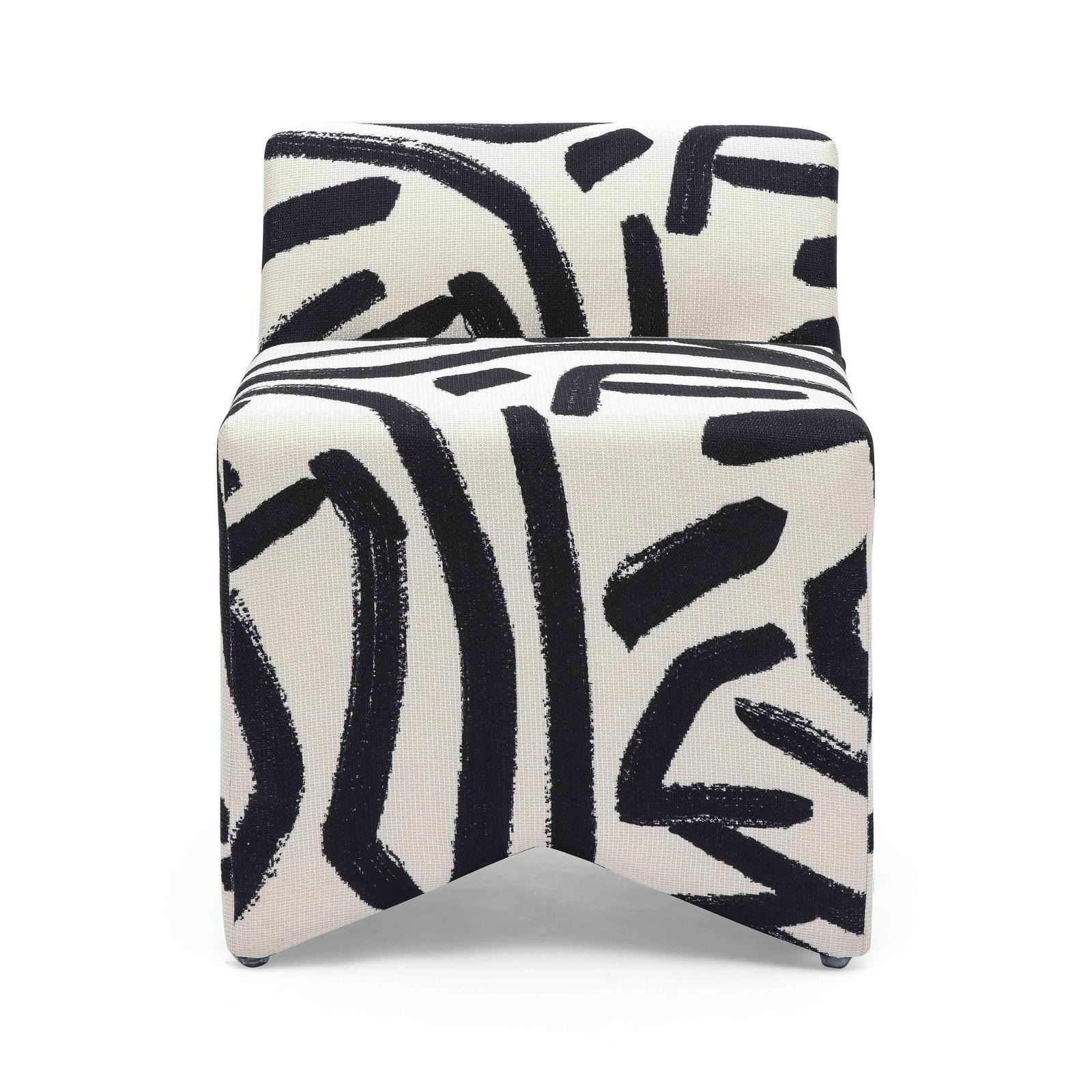Pippa Black Brushstroke Print Stool - Image 3
