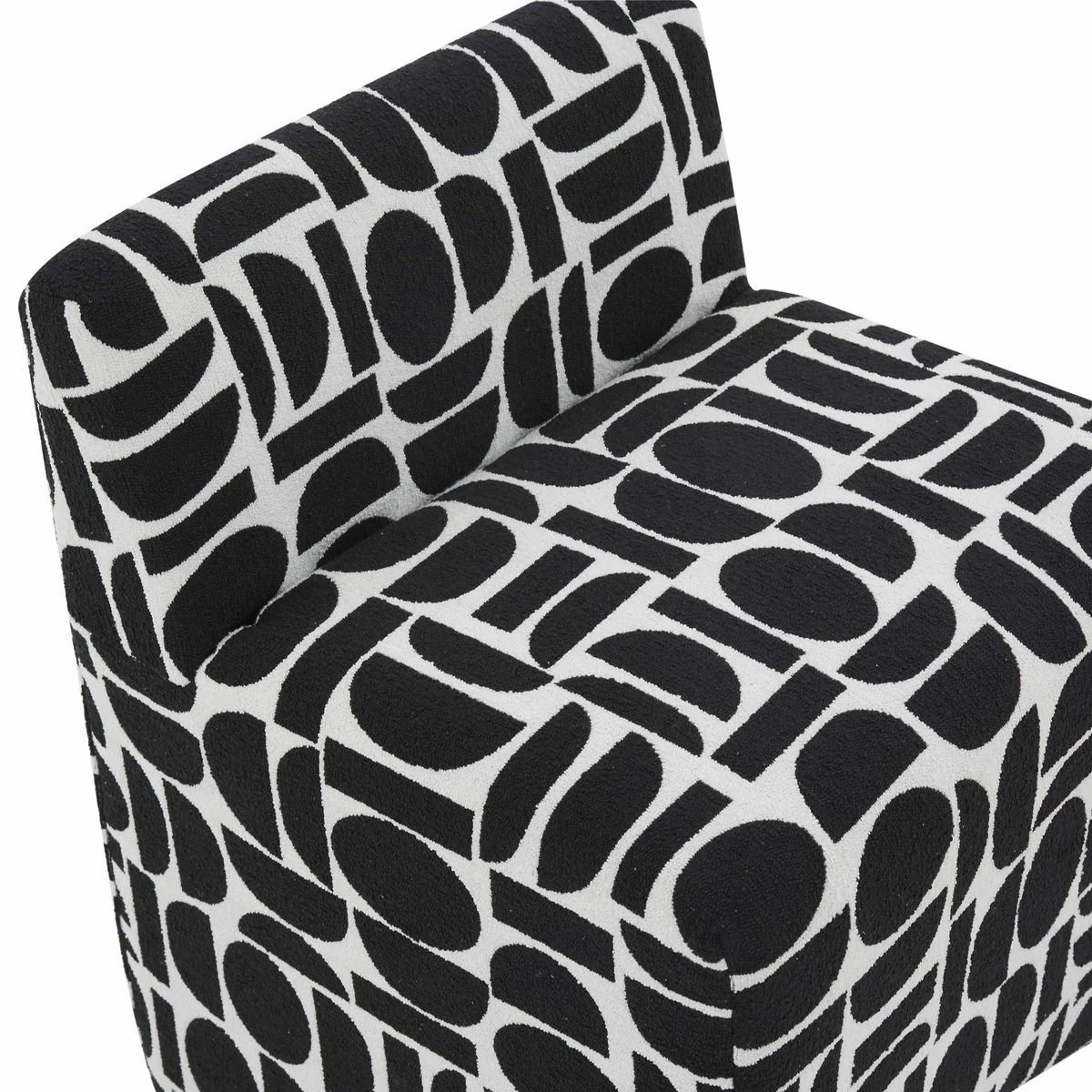 Pippa Black Geometric Jacquard Weave Stool - Image 5