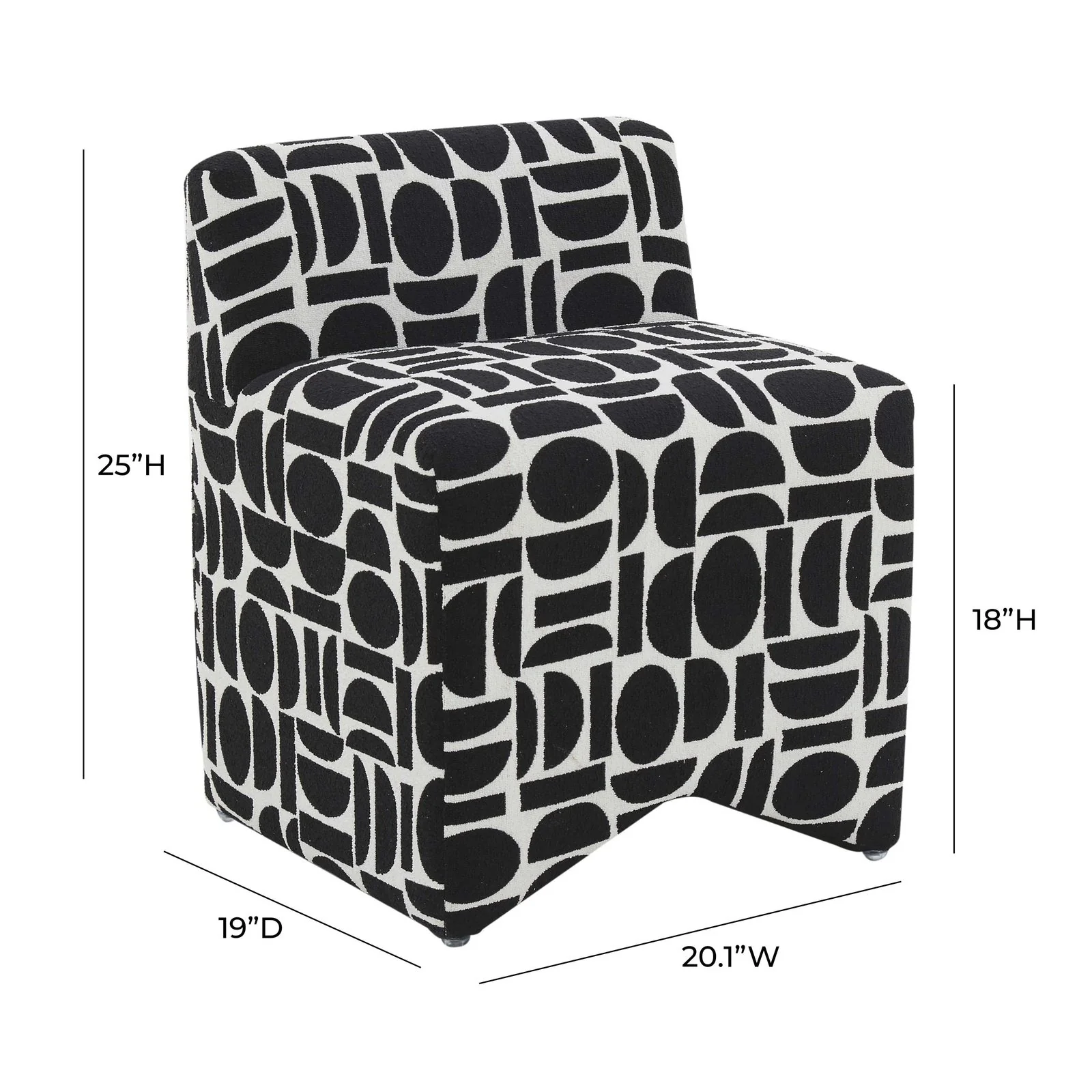 Pippa Black Geometric Jacquard Weave Stool - Image 6