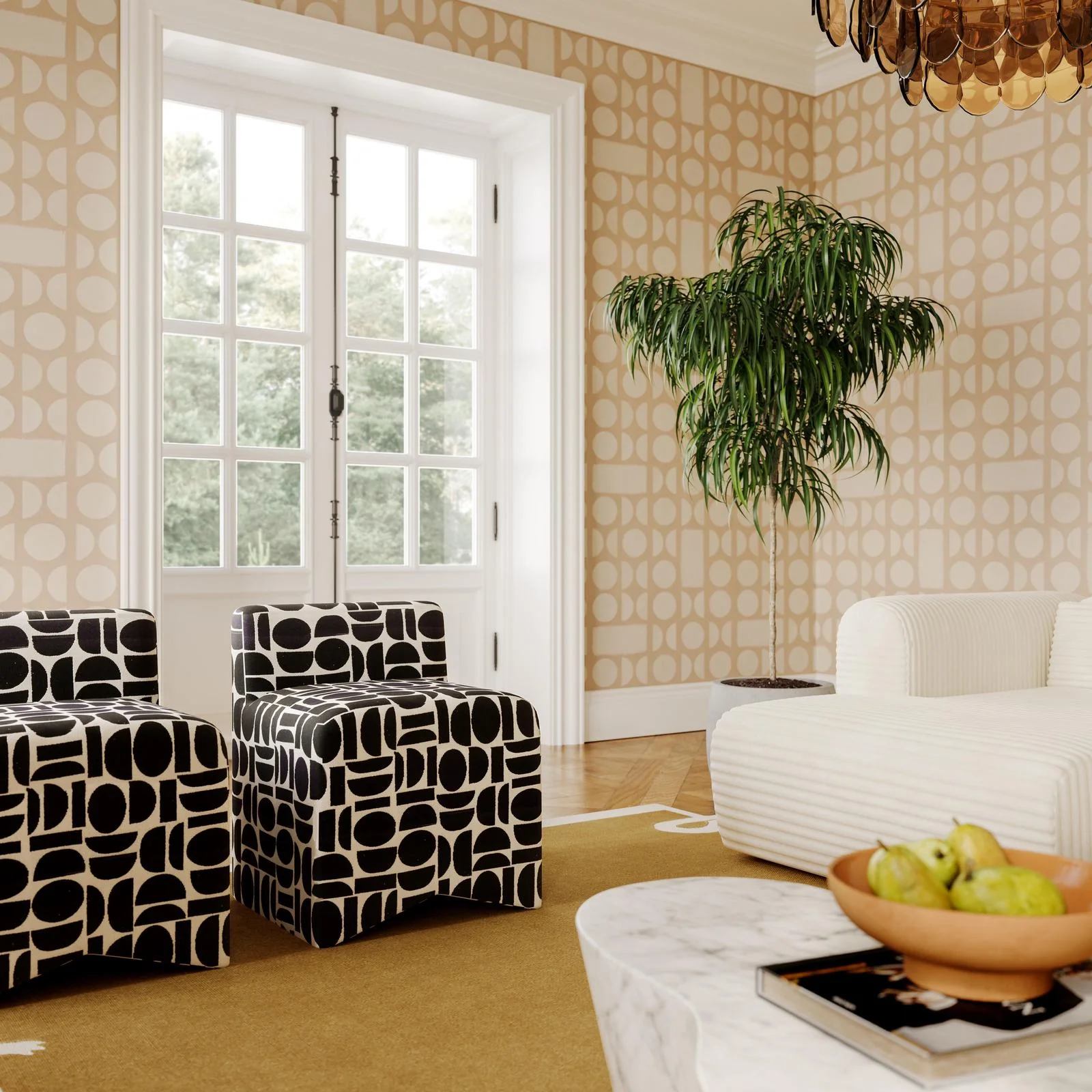 Pippa Black Geometric Jacquard Weave Stool - Image 7