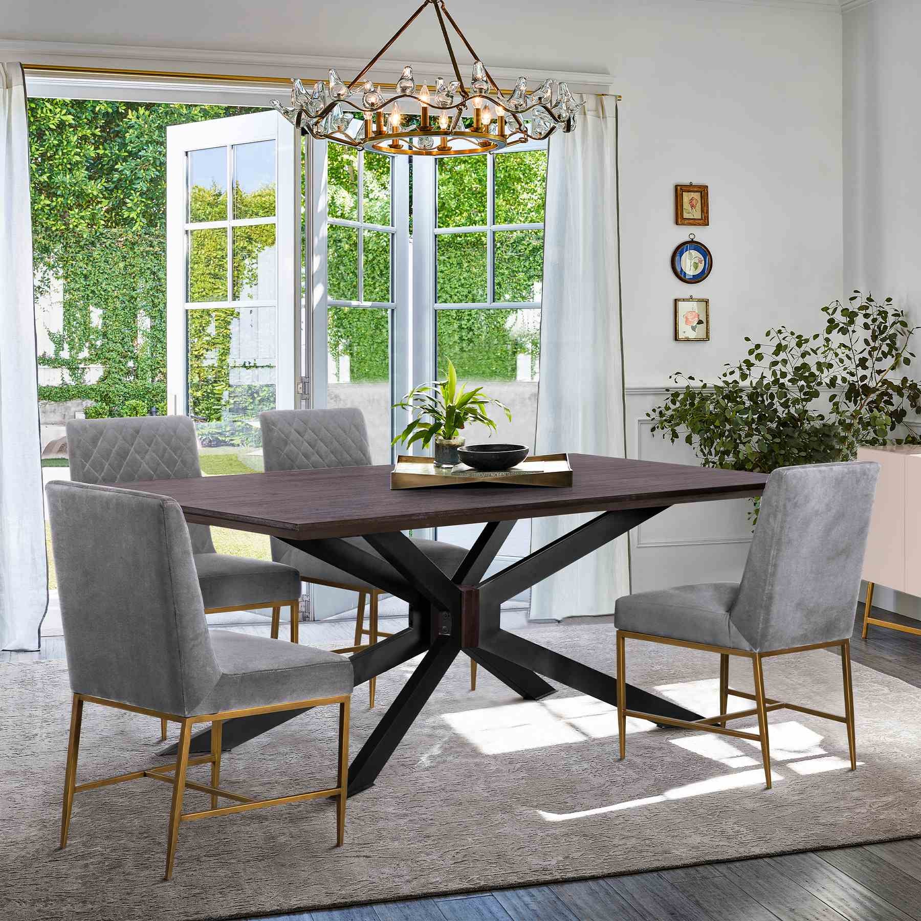 Pirate and Gray Velvet Memphis 5 Piece Modern Dining Set - Image 8