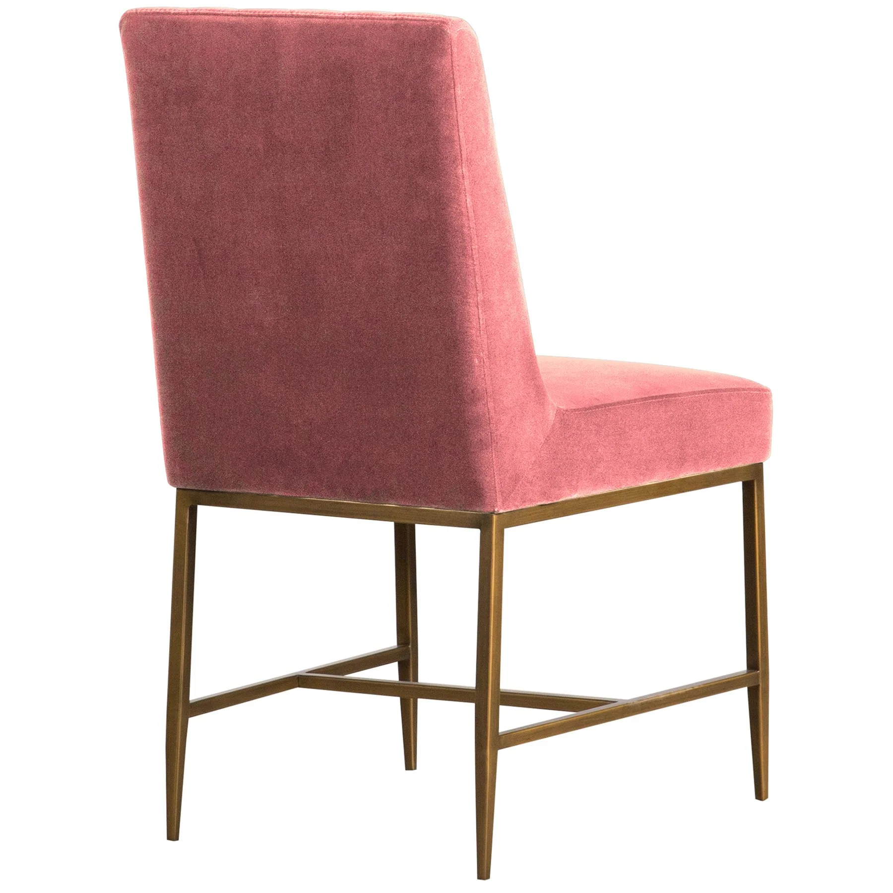 Pirate and Memphis 5 Piece Modern Dining Set in Brown Acacia Wood and Pink Velvet Fabric - Image 5