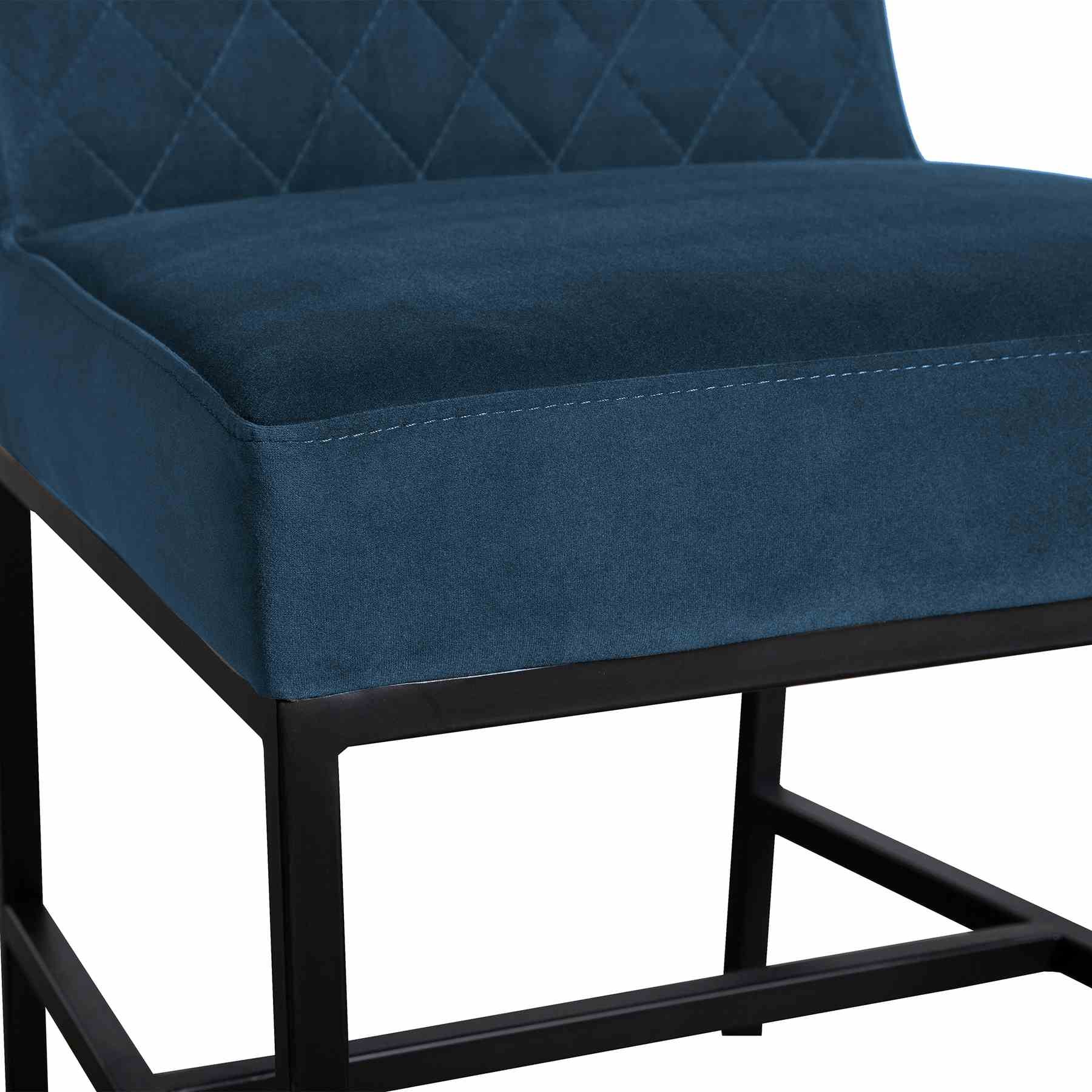 Pirate and Napoli 5 Piece Modern Dining Set in Brown Acacia Wood and Blue Fabric - Image 6