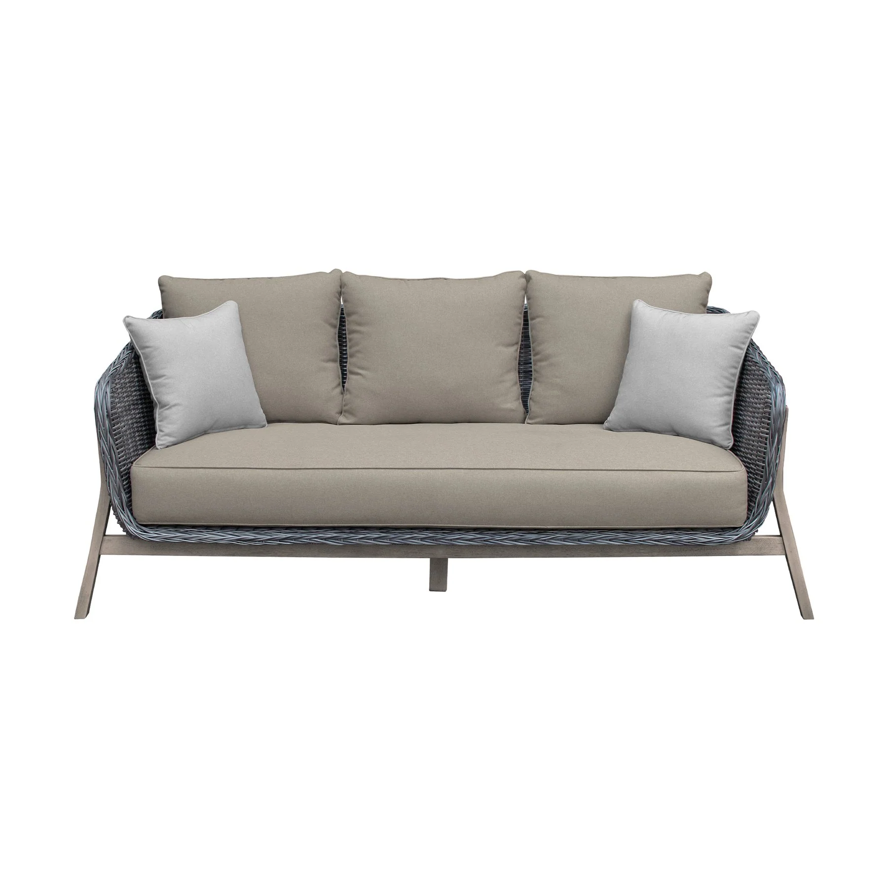 Pismo 5-Piece Outdoor Patio Furniture Set in Acacia Wood and Wicker with Taupe Cushions - Image 2