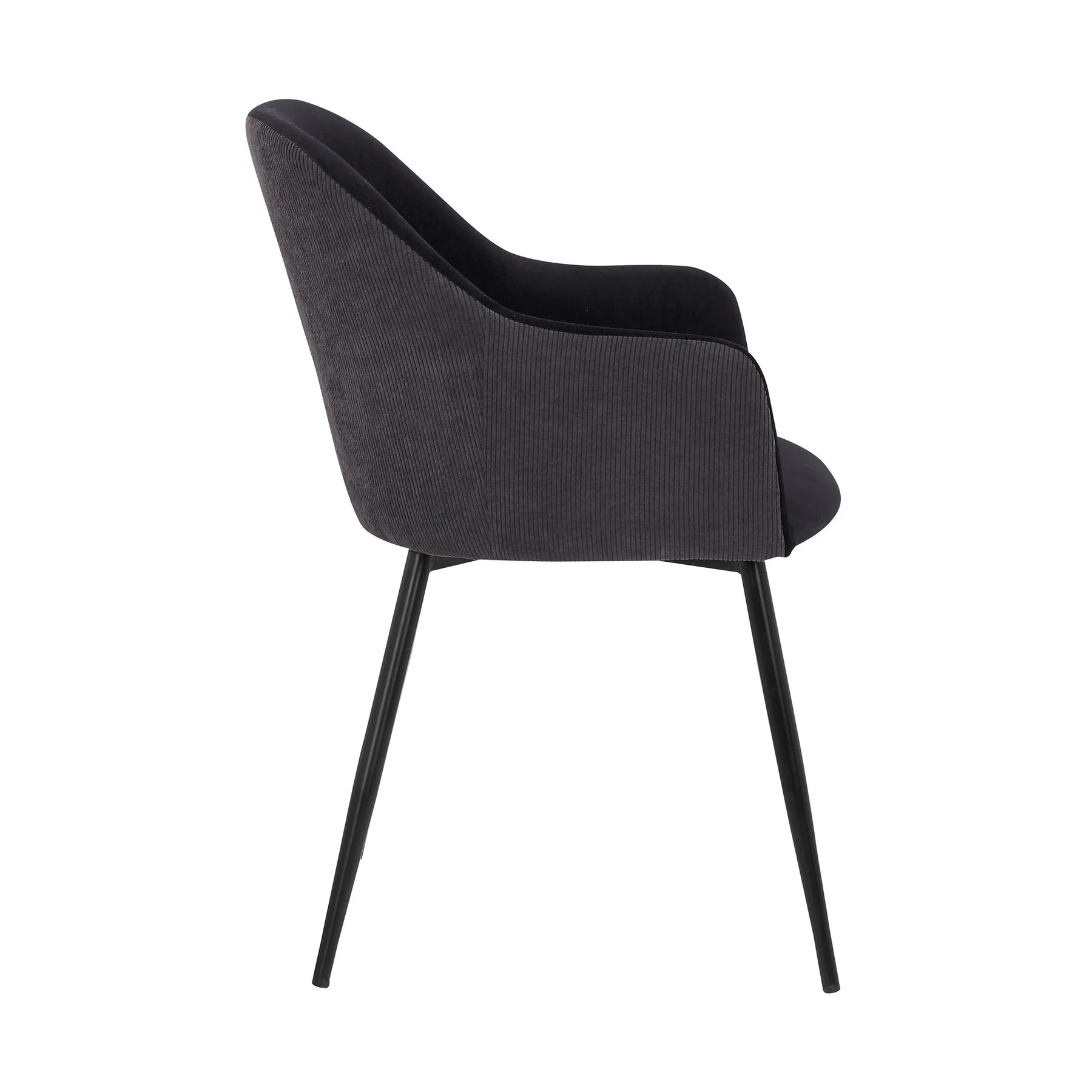 Pixie Black and Dark Gray Fabric Dining Room Chair with Black Metal Legs - Image 3