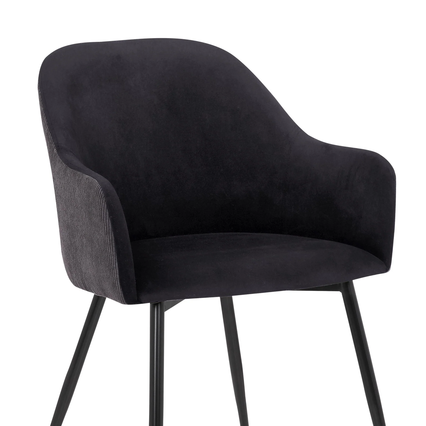 Pixie Black and Dark Gray Fabric Dining Room Chair with Black Metal Legs - Image 6