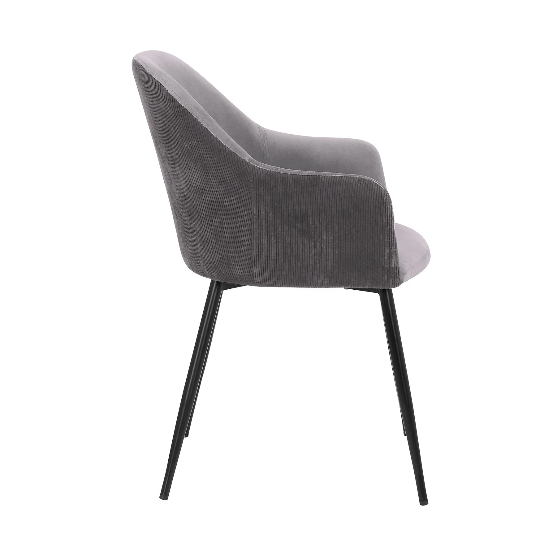 Pixie Dark Gray and Black Fabric Dining Room Chair with Black Metal Legs - Image 3