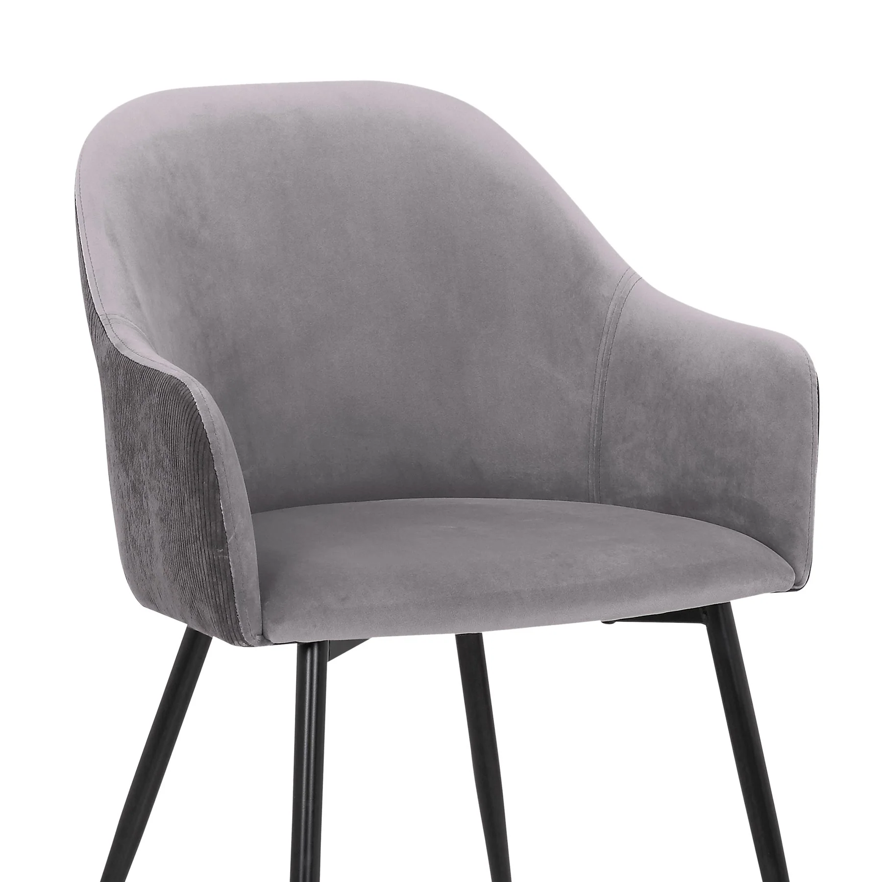 Pixie Dark Gray and Black Fabric Dining Room Chair with Black Metal Legs - Image 6