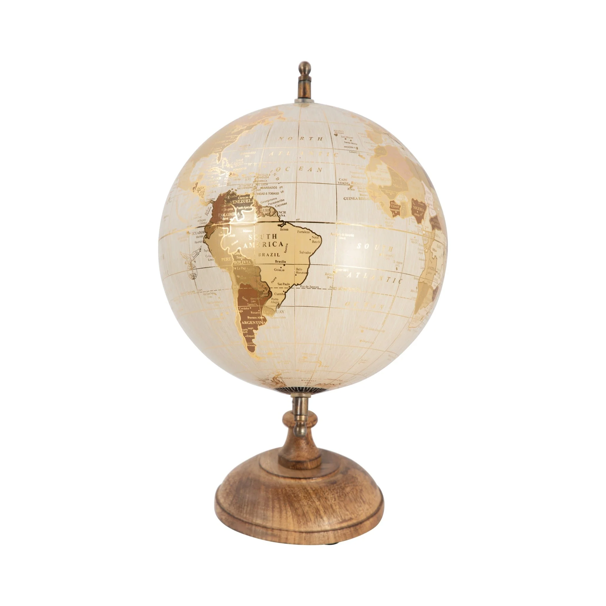 Plastic, 13" Decorative Globe, Gold - Image 3