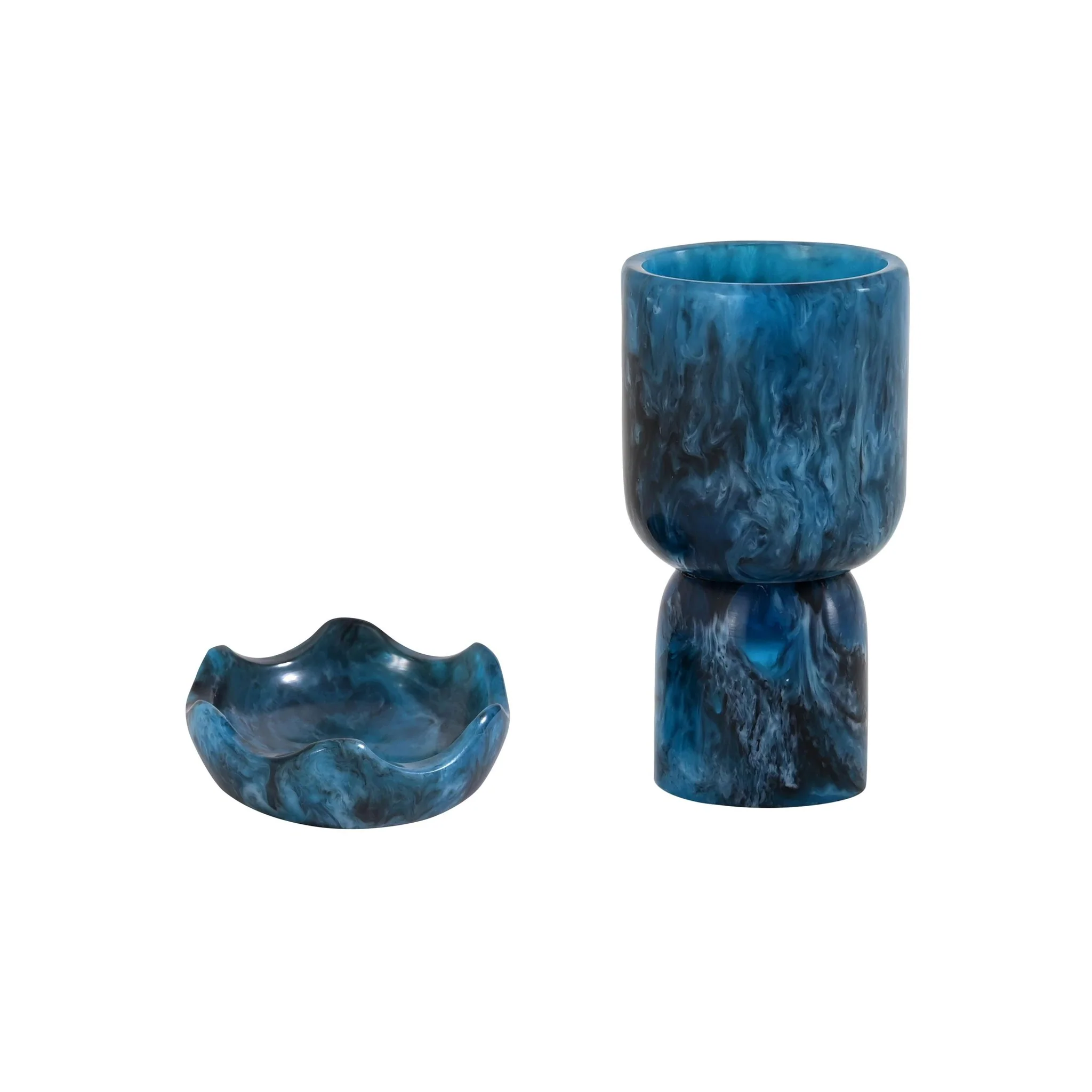 Platform Blue Swirl Resin Kiddush Cup - Image 2