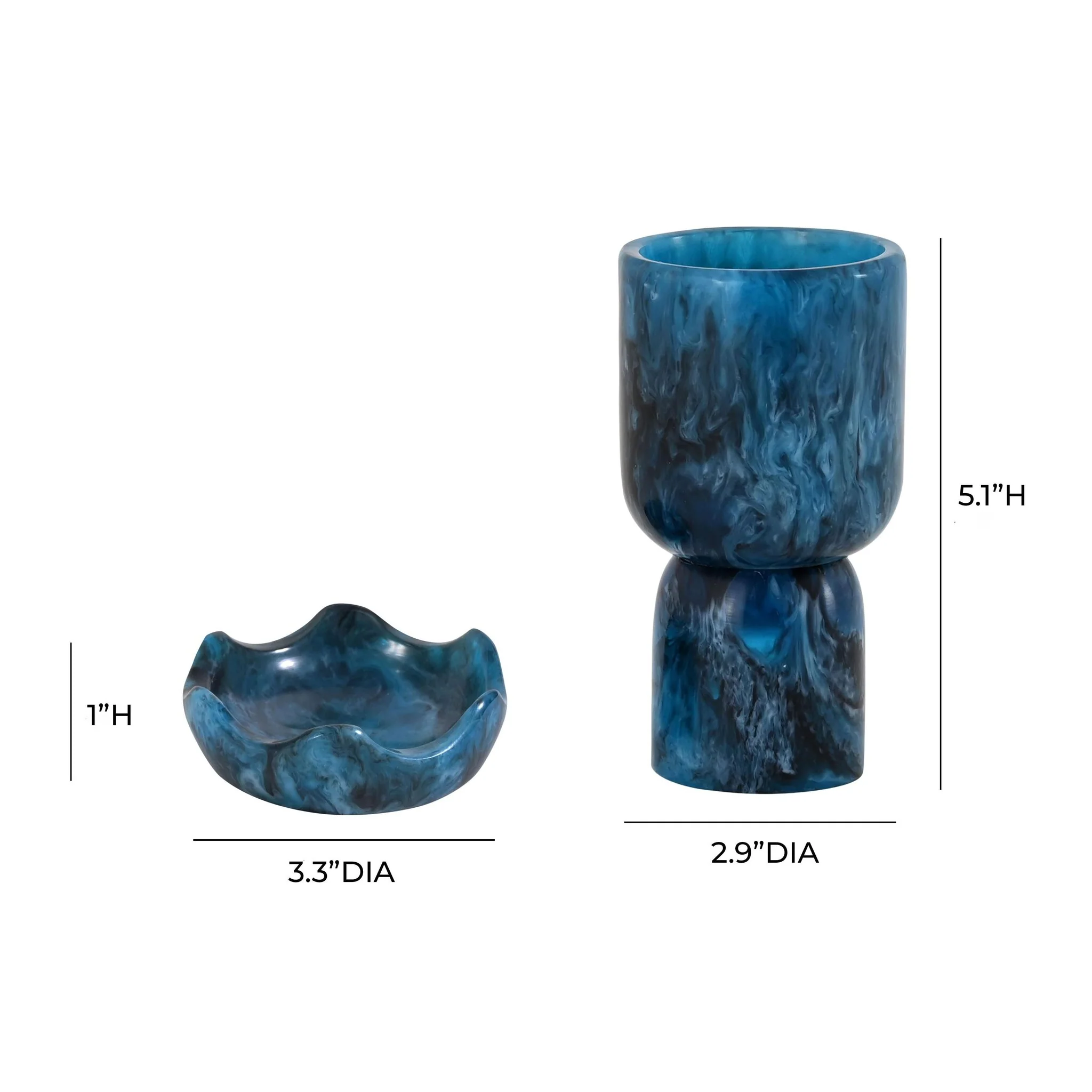 Platform Blue Swirl Resin Kiddush Cup - Image 6