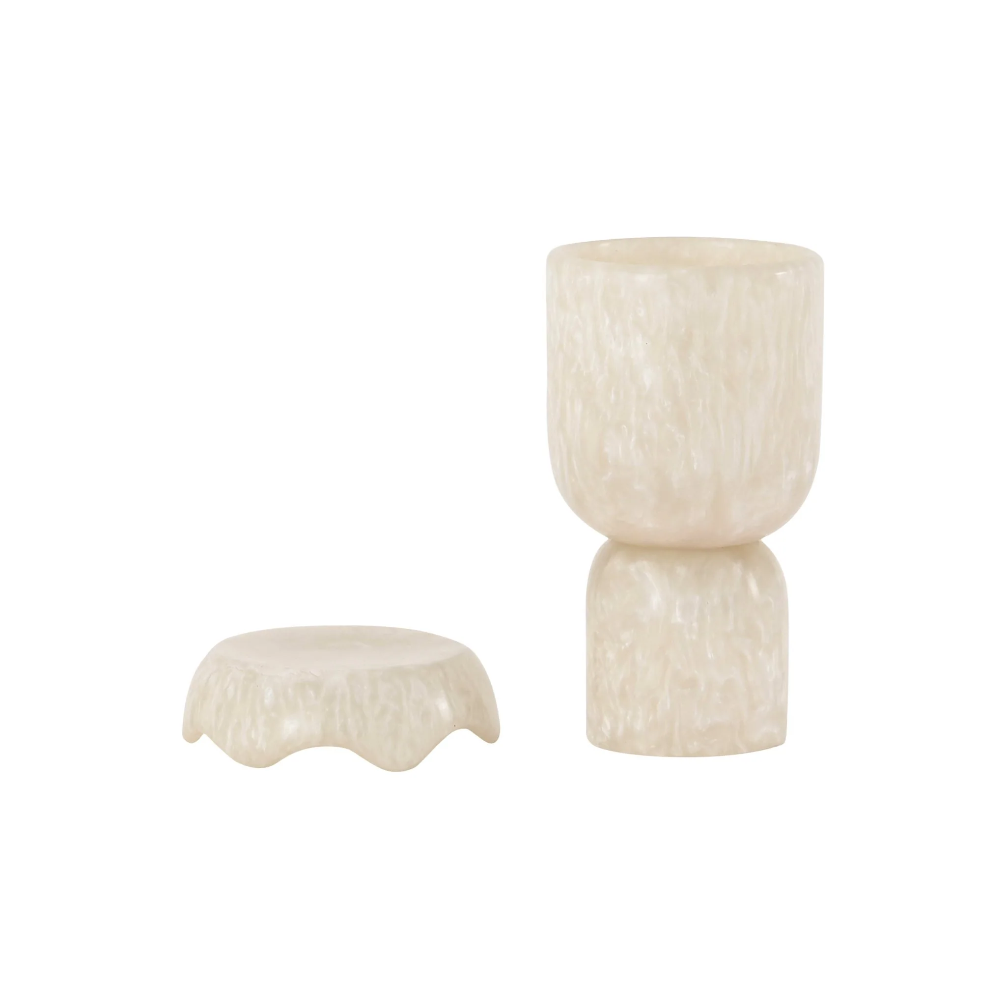 Platform Tan Swirl Resin Kiddush Cup - Image 3