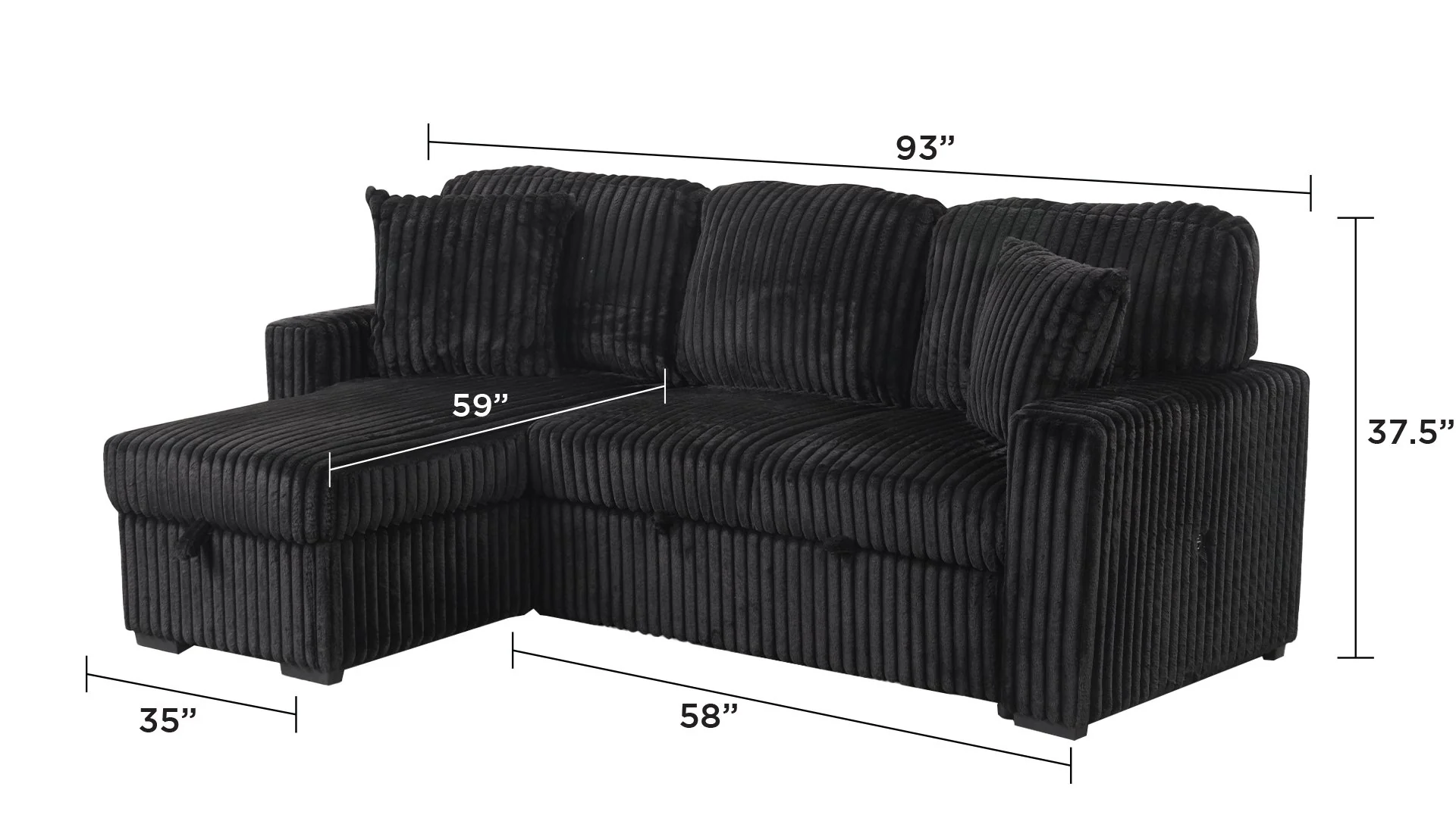 Plush Sectional Black - Image 11