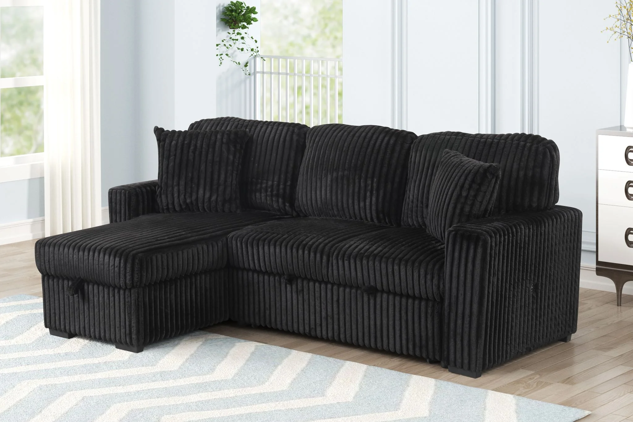 Plush Sectional Black - Image 6