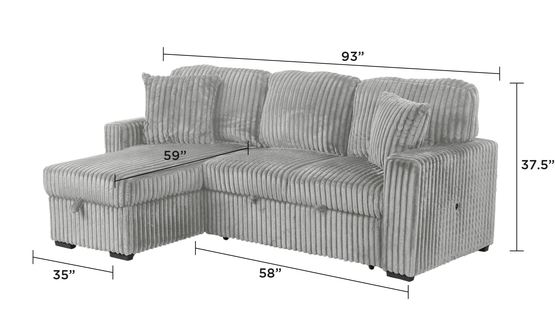 Plush Sectional Gray - Image 11