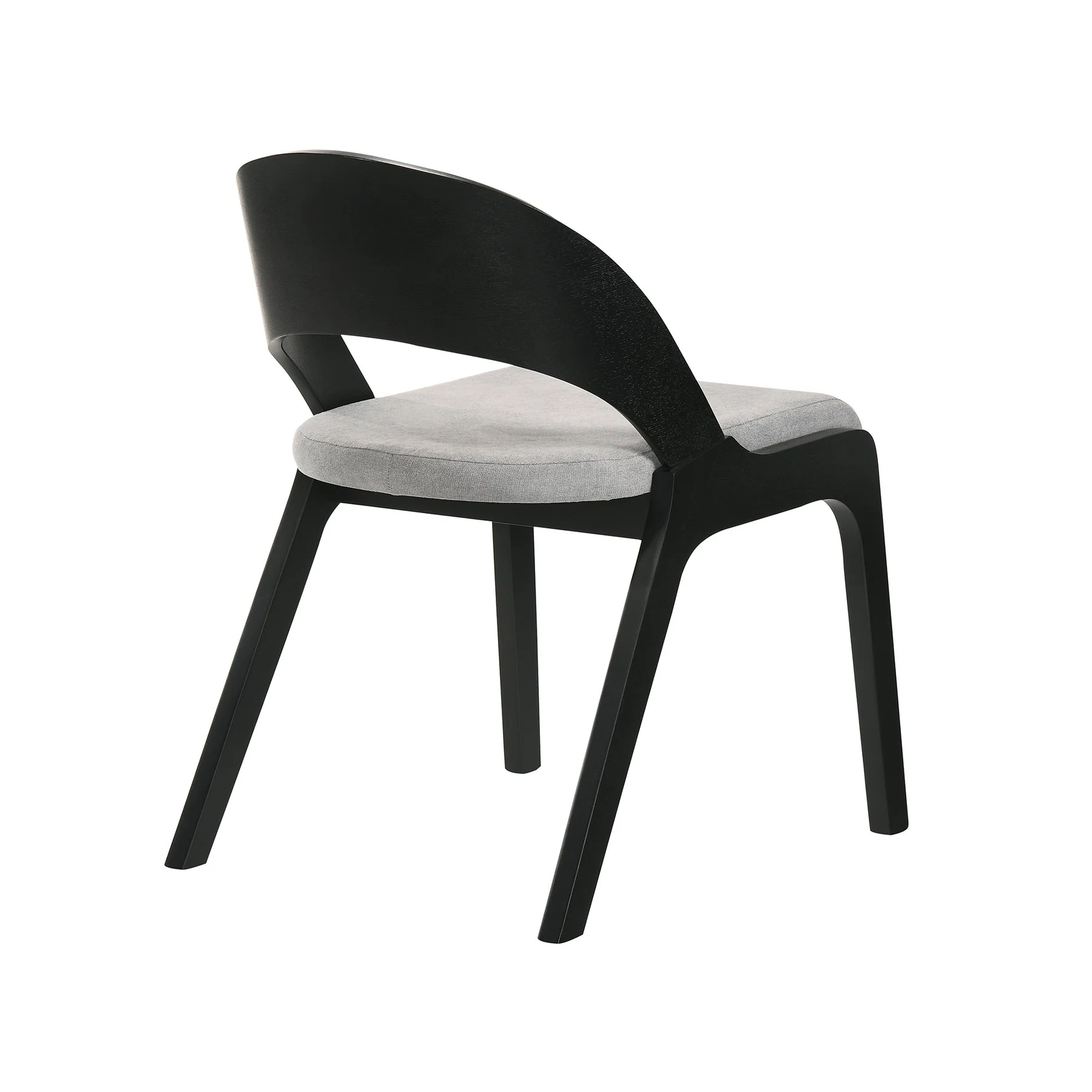 Polly Mid-Century Gray Upholstered Dining Chairs in Black Finish - Set of 2 - Image 4