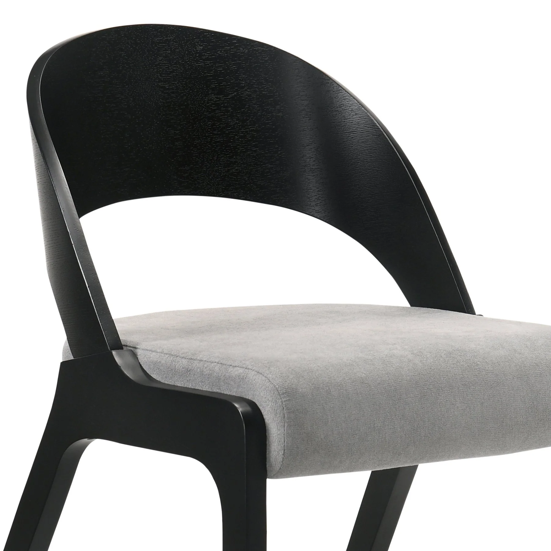 Polly Mid-Century Gray Upholstered Dining Chairs in Black Finish - Set of 2 - Image 5